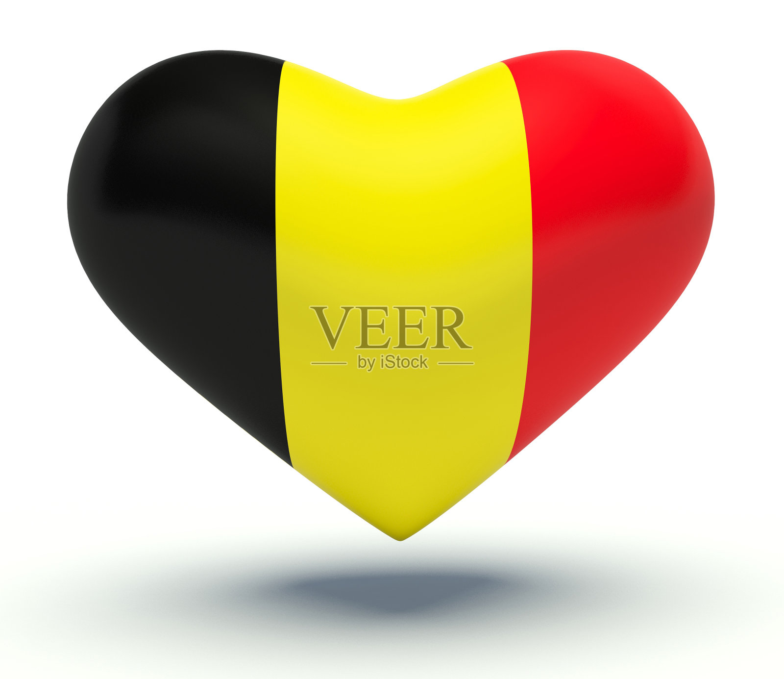 比利时国旗颜色的心脏。3 d渲染插图。照片摄影图片