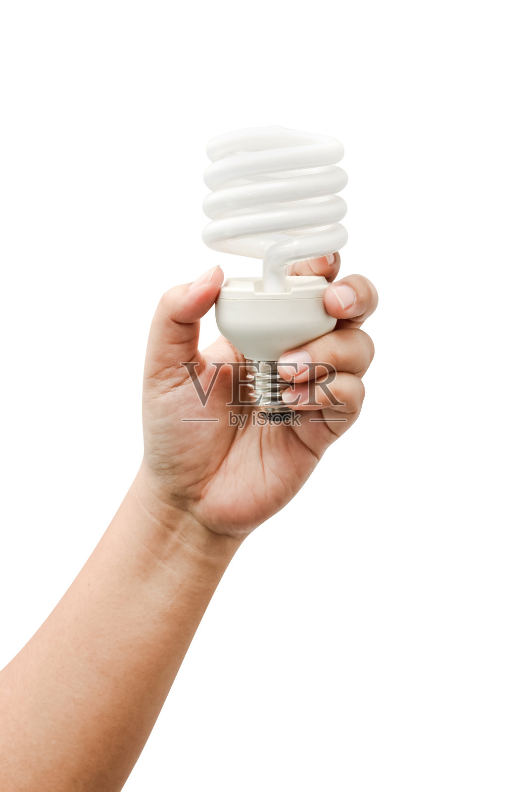 手中的节能灯照片摄影图片