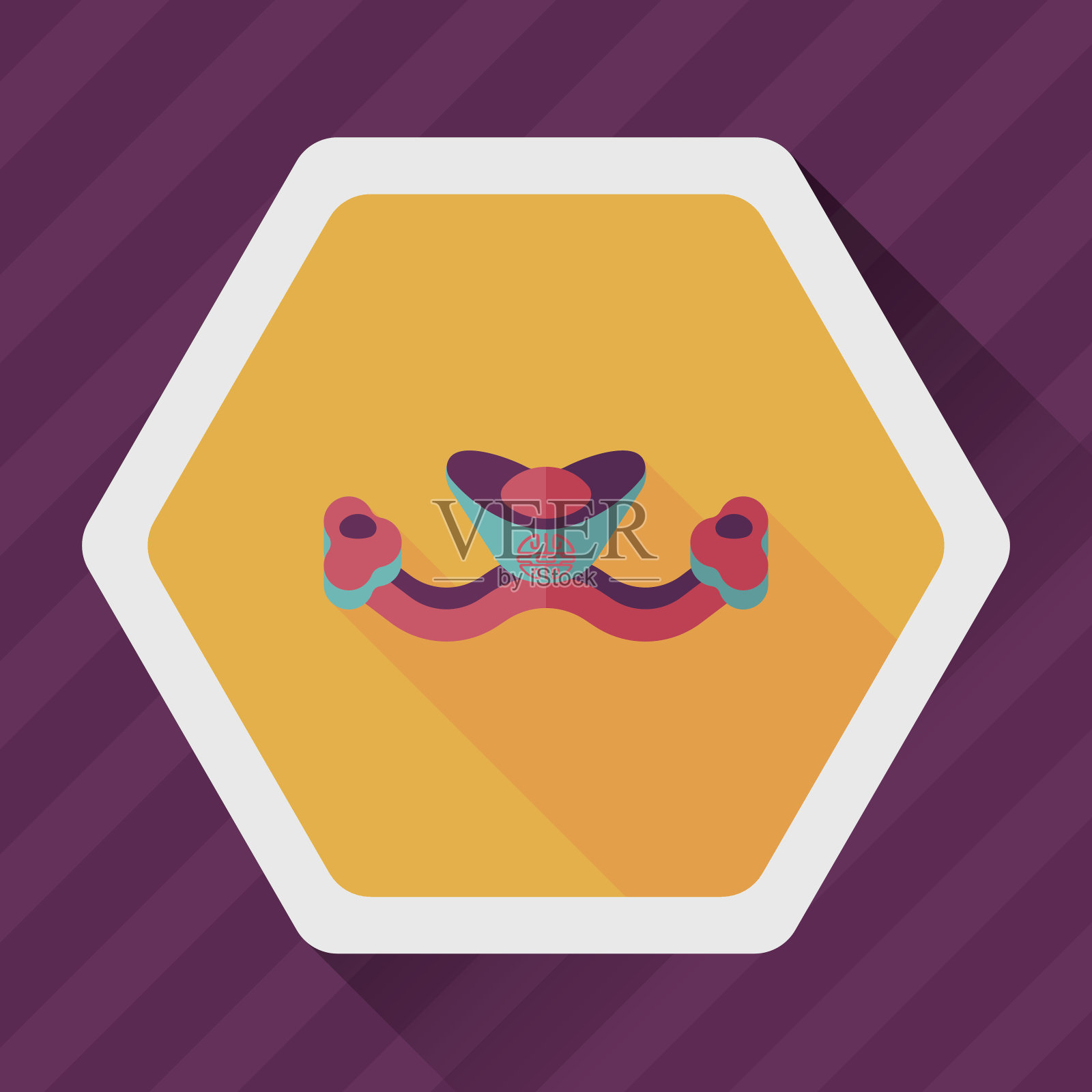 农历新年平图标与长影子，eps插画图片素材