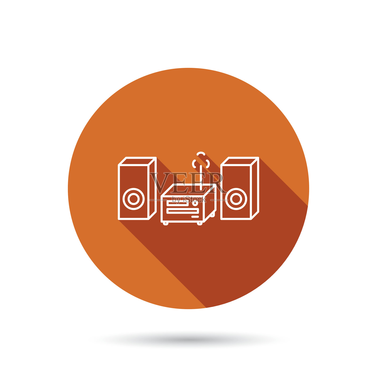 音乐中心图标。音响系统的信号。插画图片素材