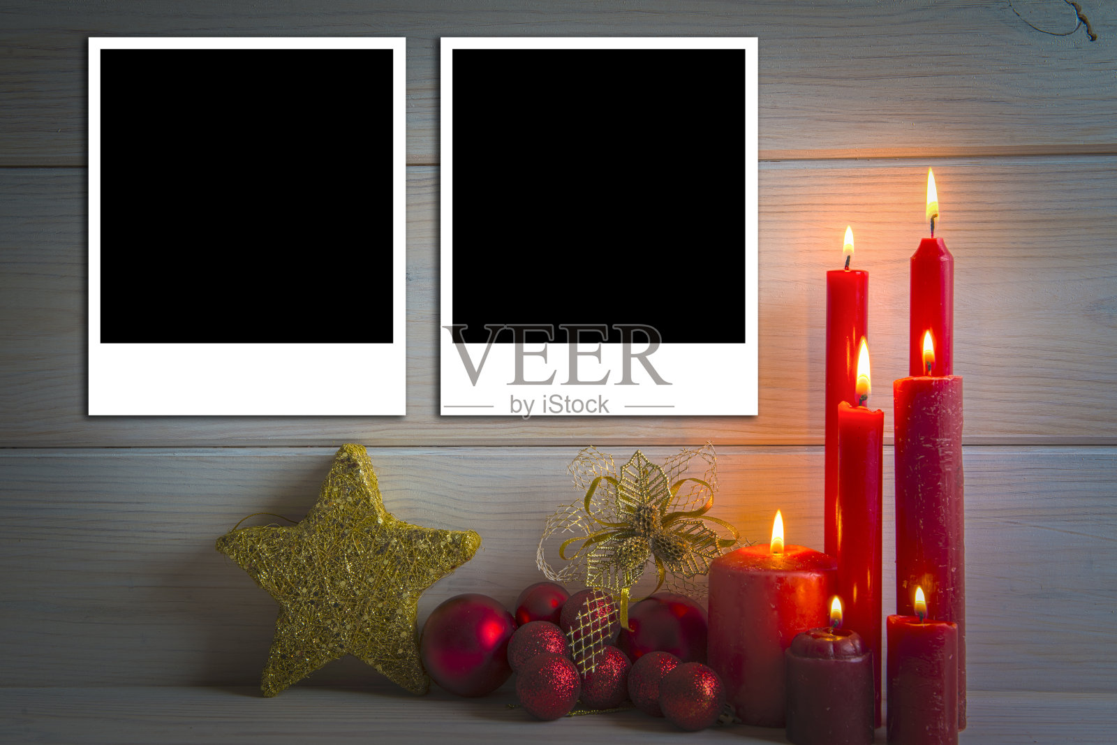 圣诞背景蜡烛和文字空间照片摄影图片