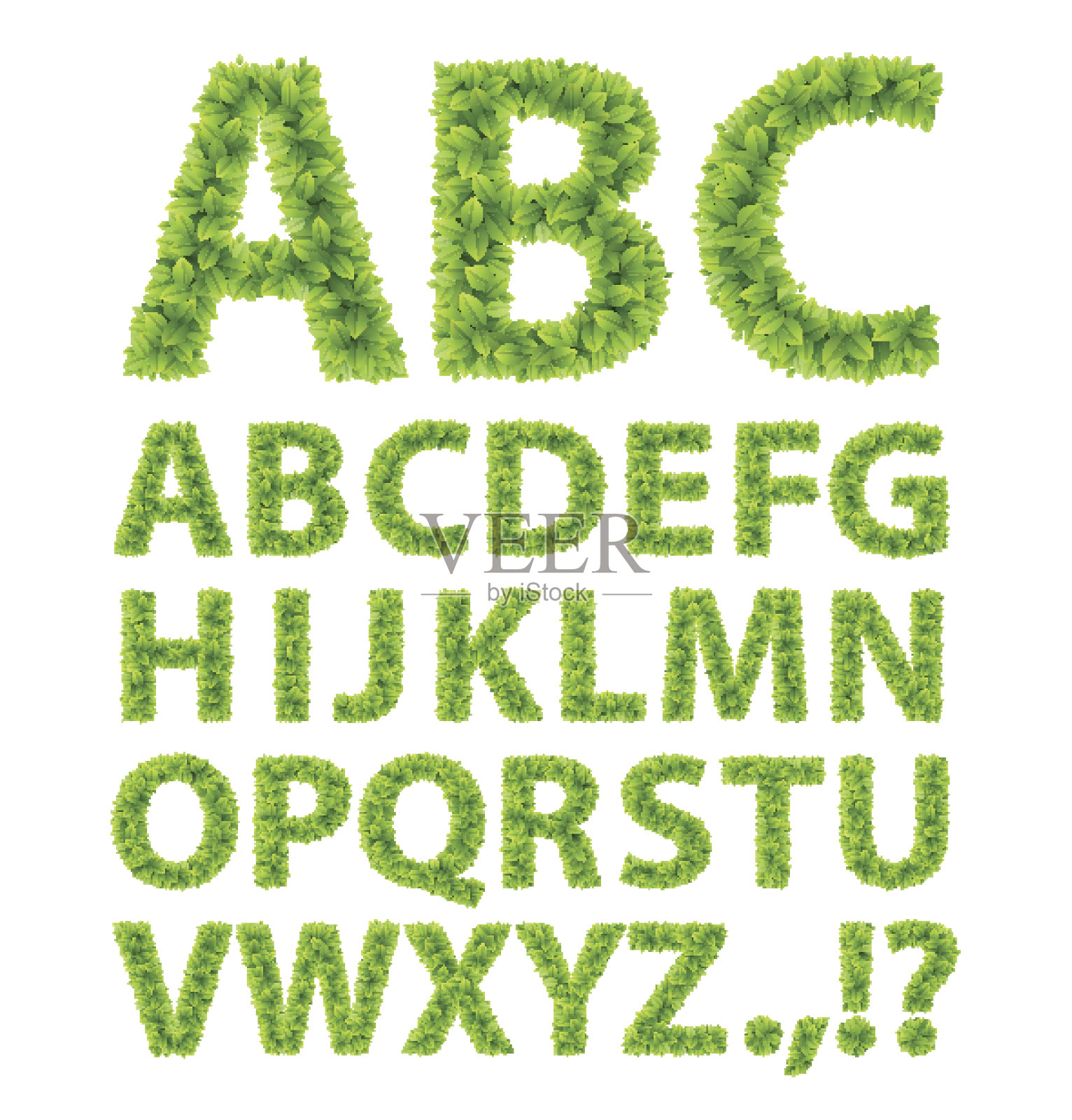 绿叶的字体设计元素图片