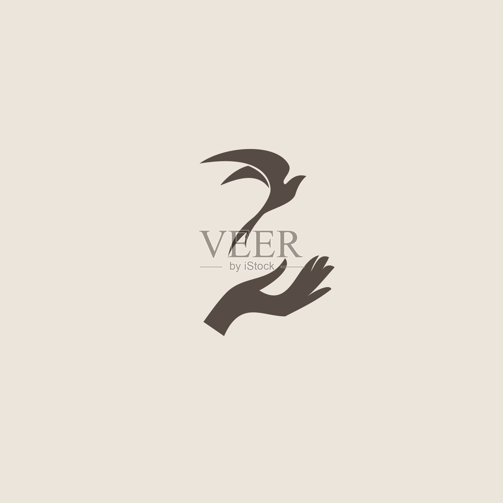 鸟用手，自由的标志设计元素图片