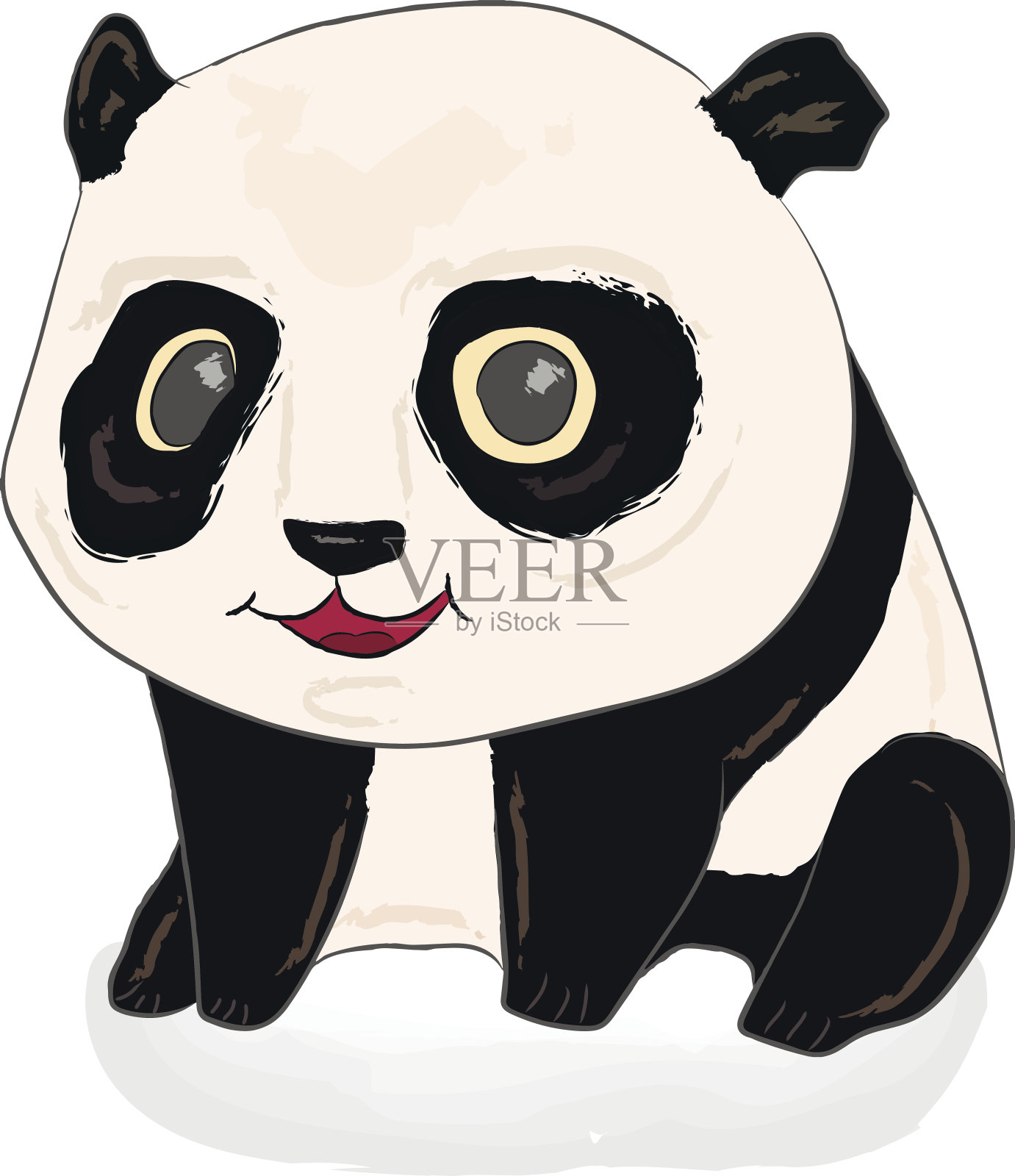 可爱的熊猫插图。设计元素图片