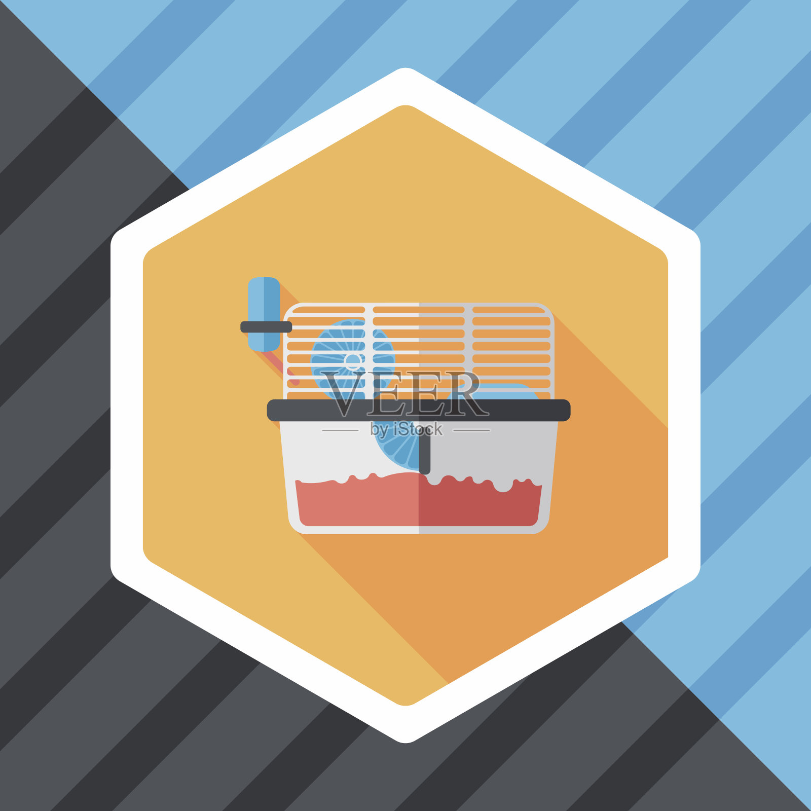 宠物鼠笼平面图标与长影子，eps10插画图片素材