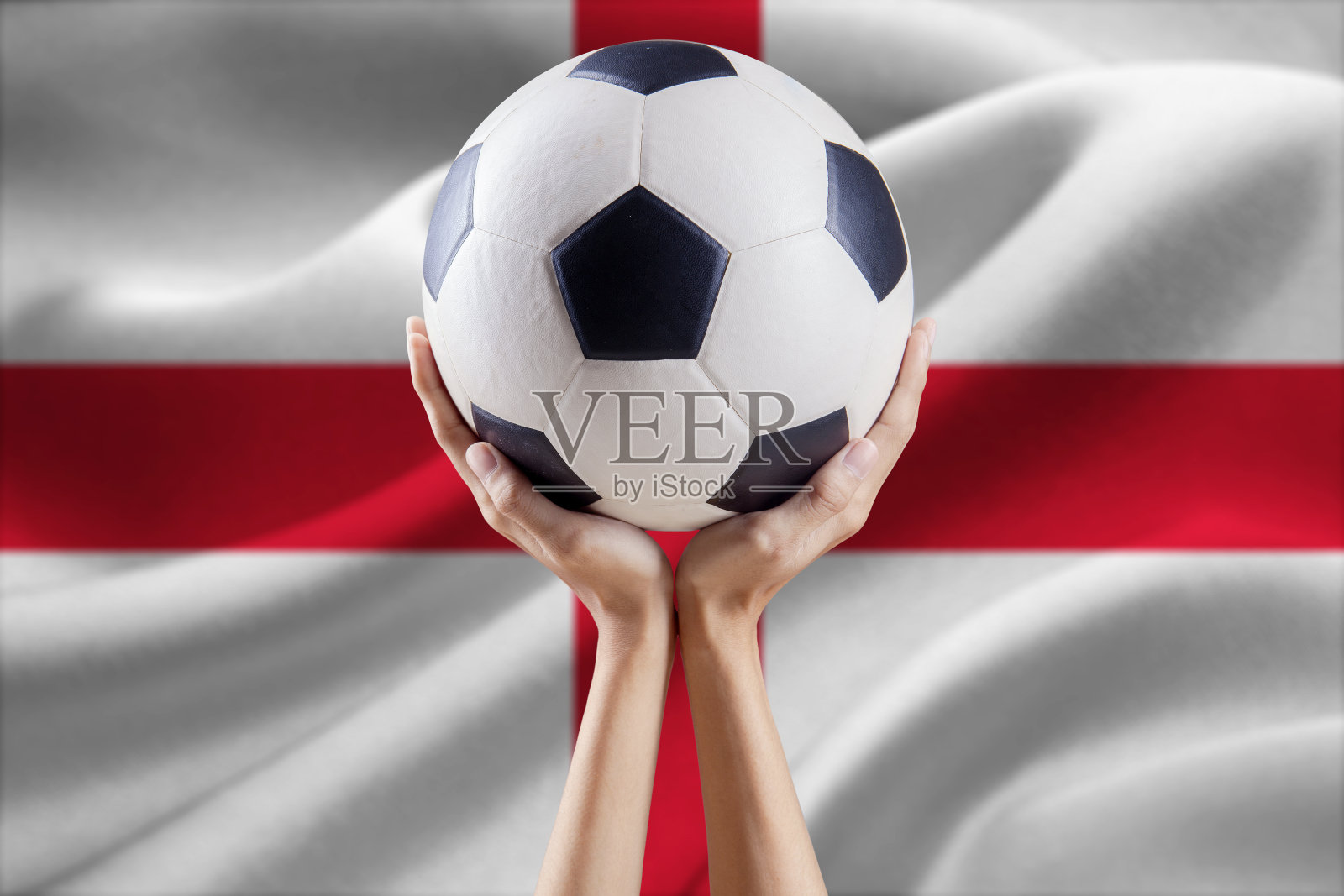 手握球与旗帜的背景照片摄影图片