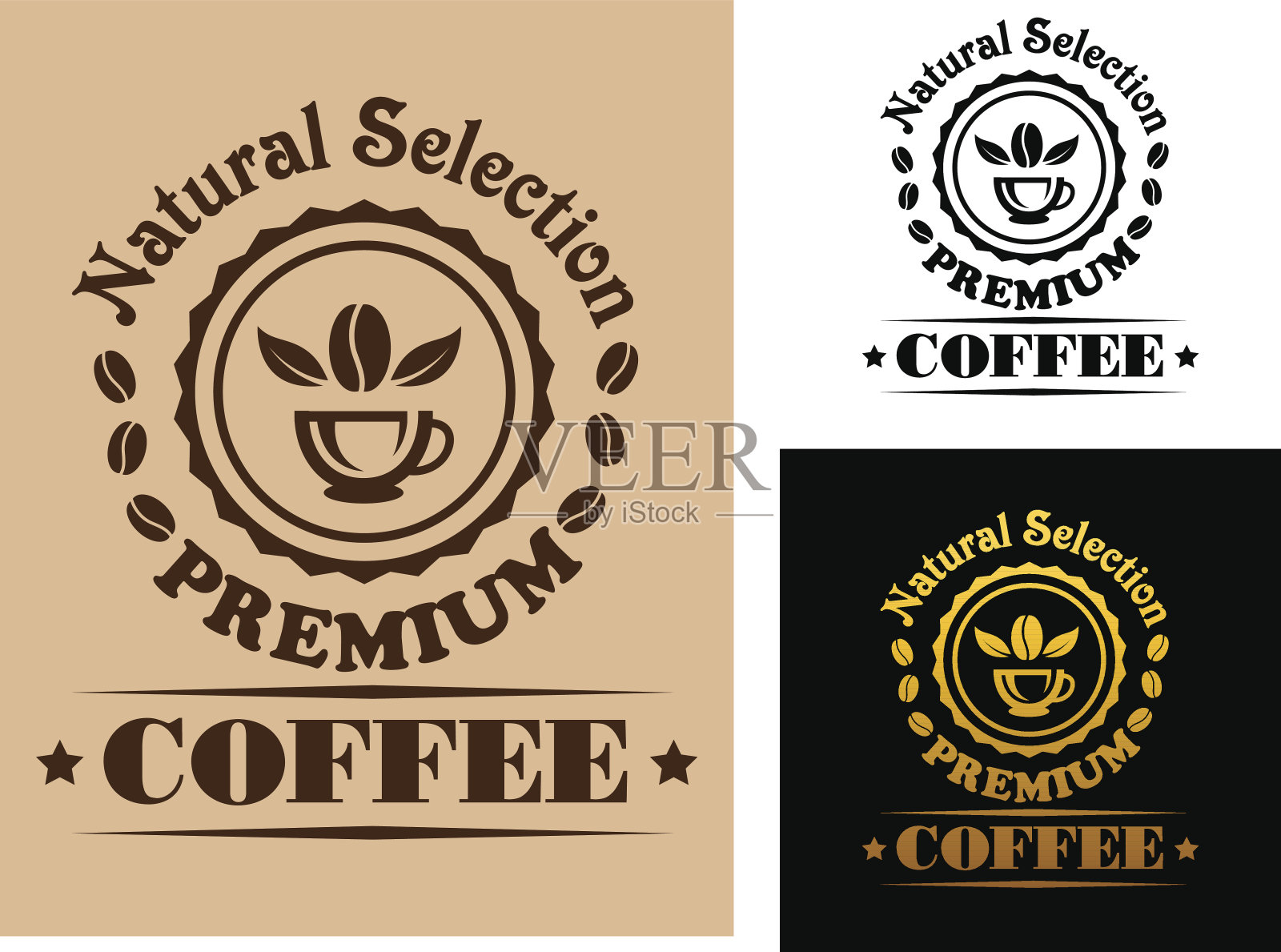 天然选择优质咖啡的标签插画图片素材
