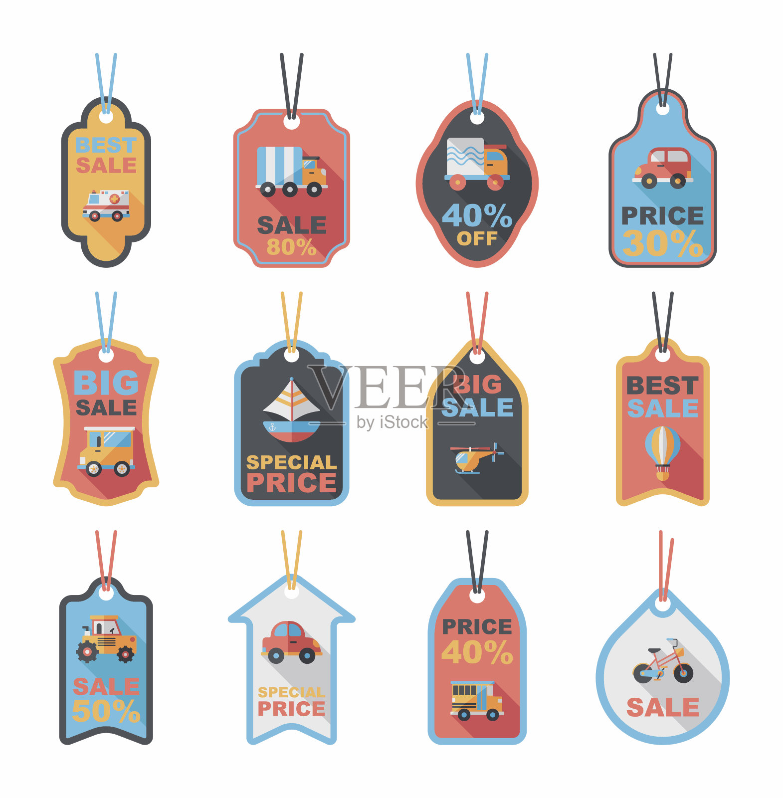 运输标签平面设计背景集，eps10设计元素图片