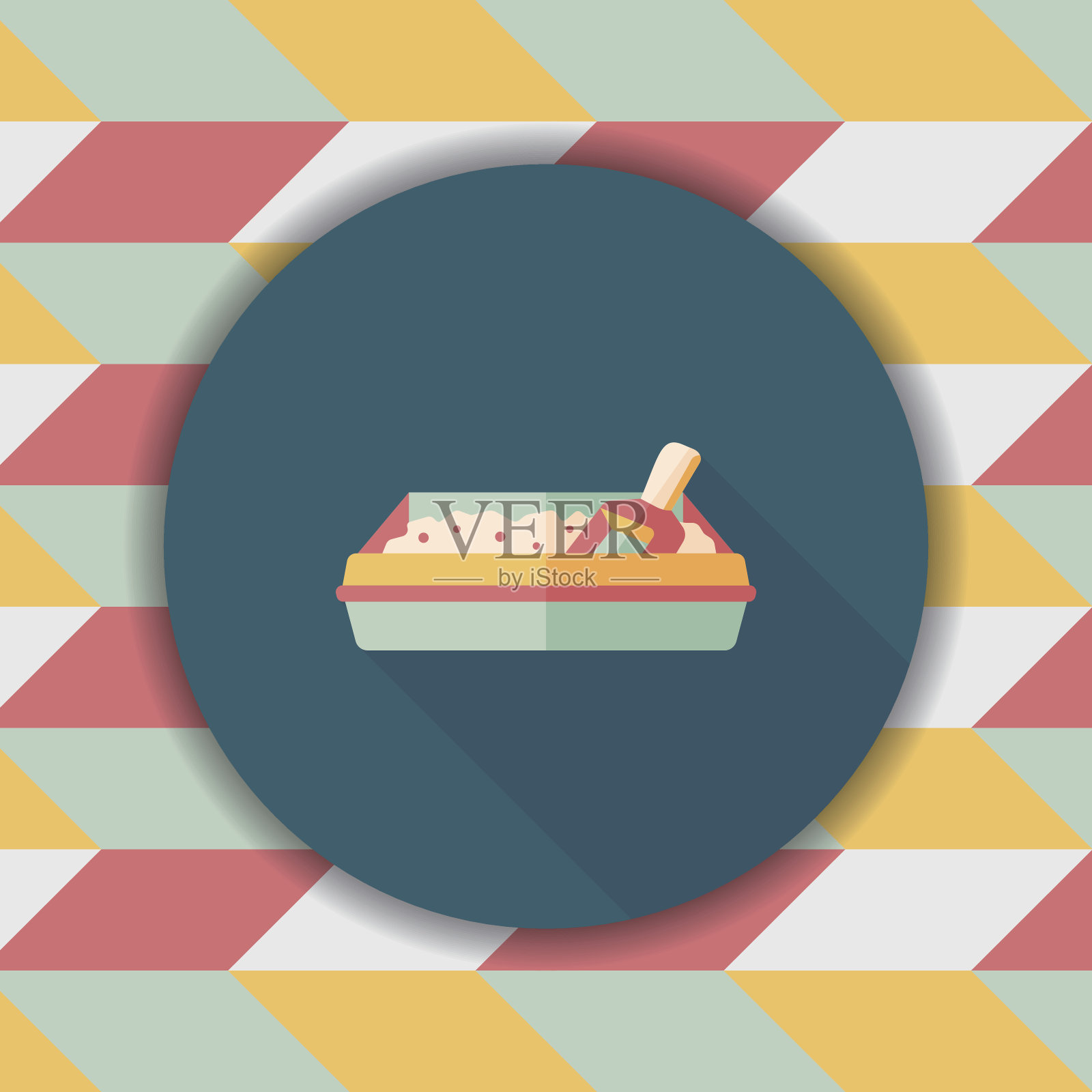 宠物猫砂盆平面图标与长影子，eps10插画图片素材