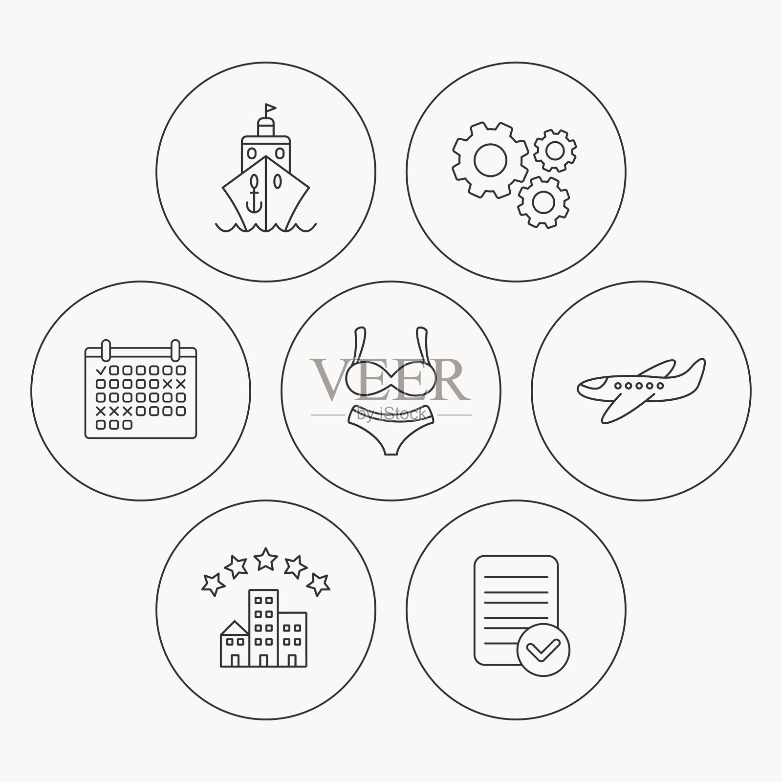 巡航、内衣和飞机图标。图标素材