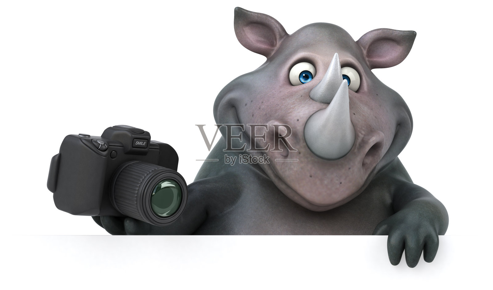 有趣的犀牛- 3D插图插画图片素材