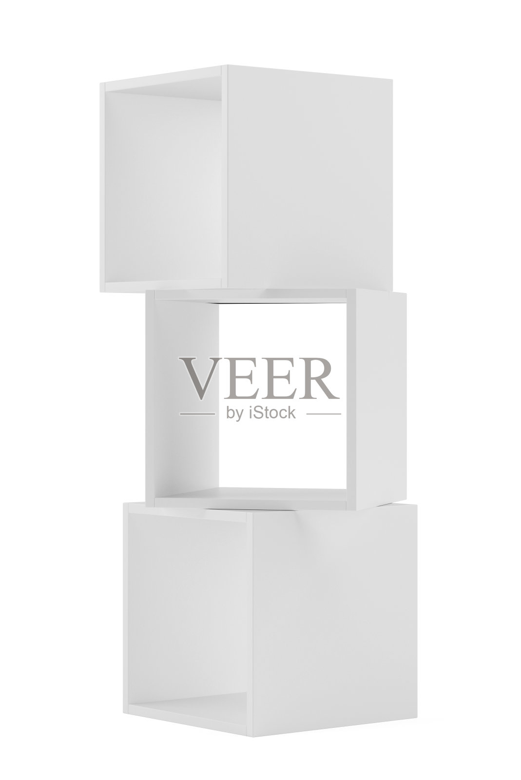 盒子货架上白色。3d渲染背景。照片摄影图片