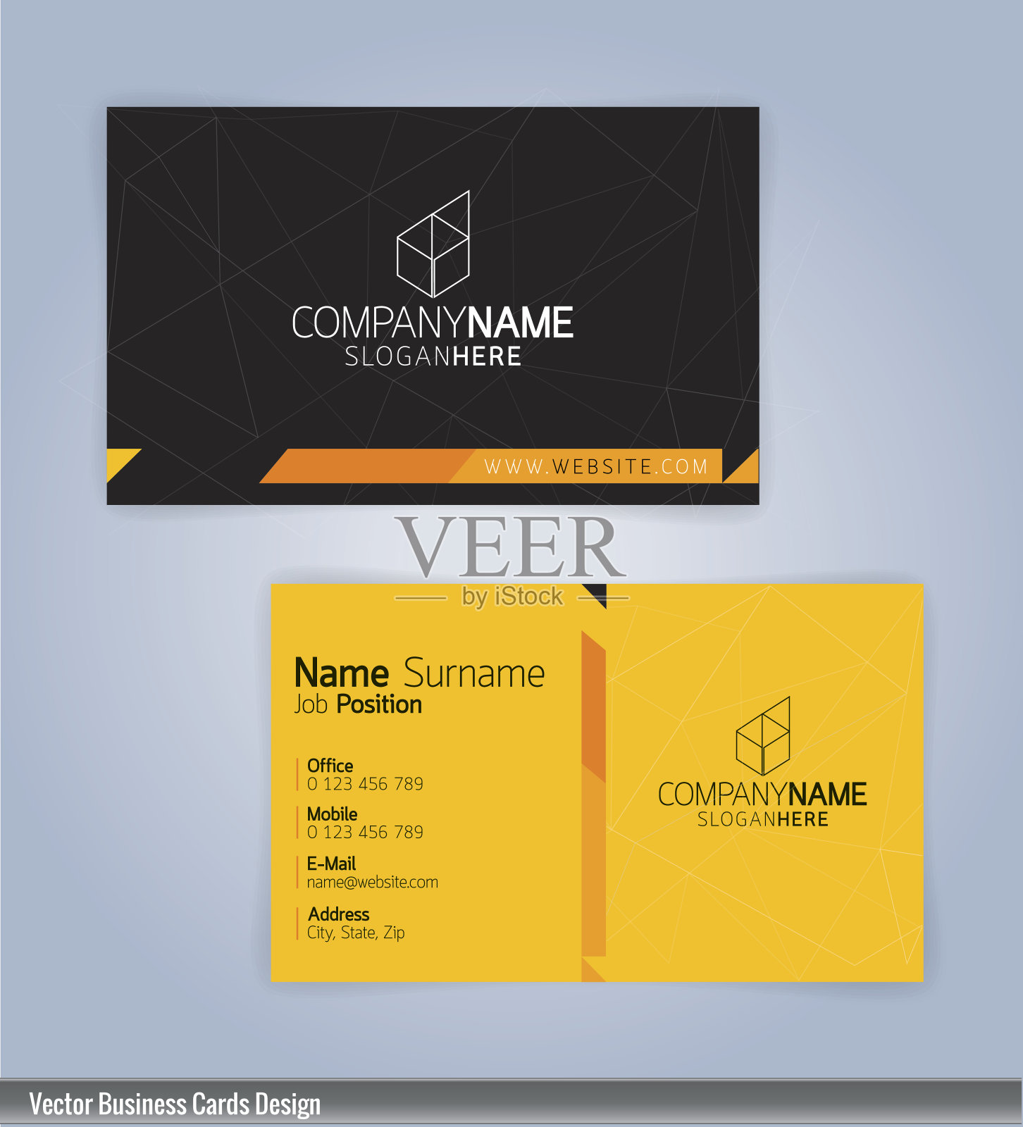 黄色和黑色现代名片模板设计模板素材