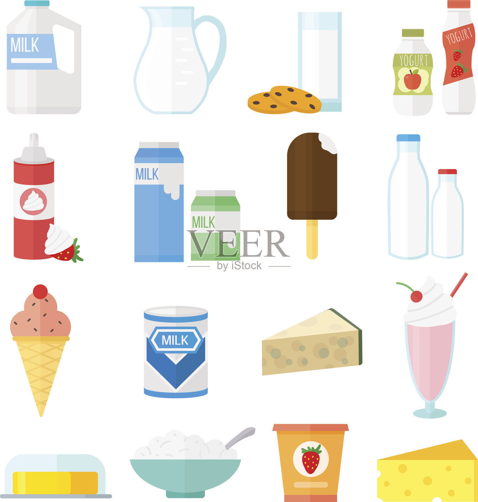 奶制品向量集。插画图片素材