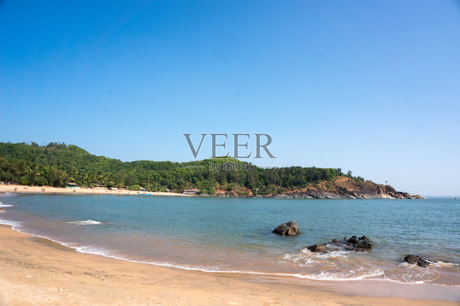 印度Gokarna美丽的Om海滩。照片摄影图片