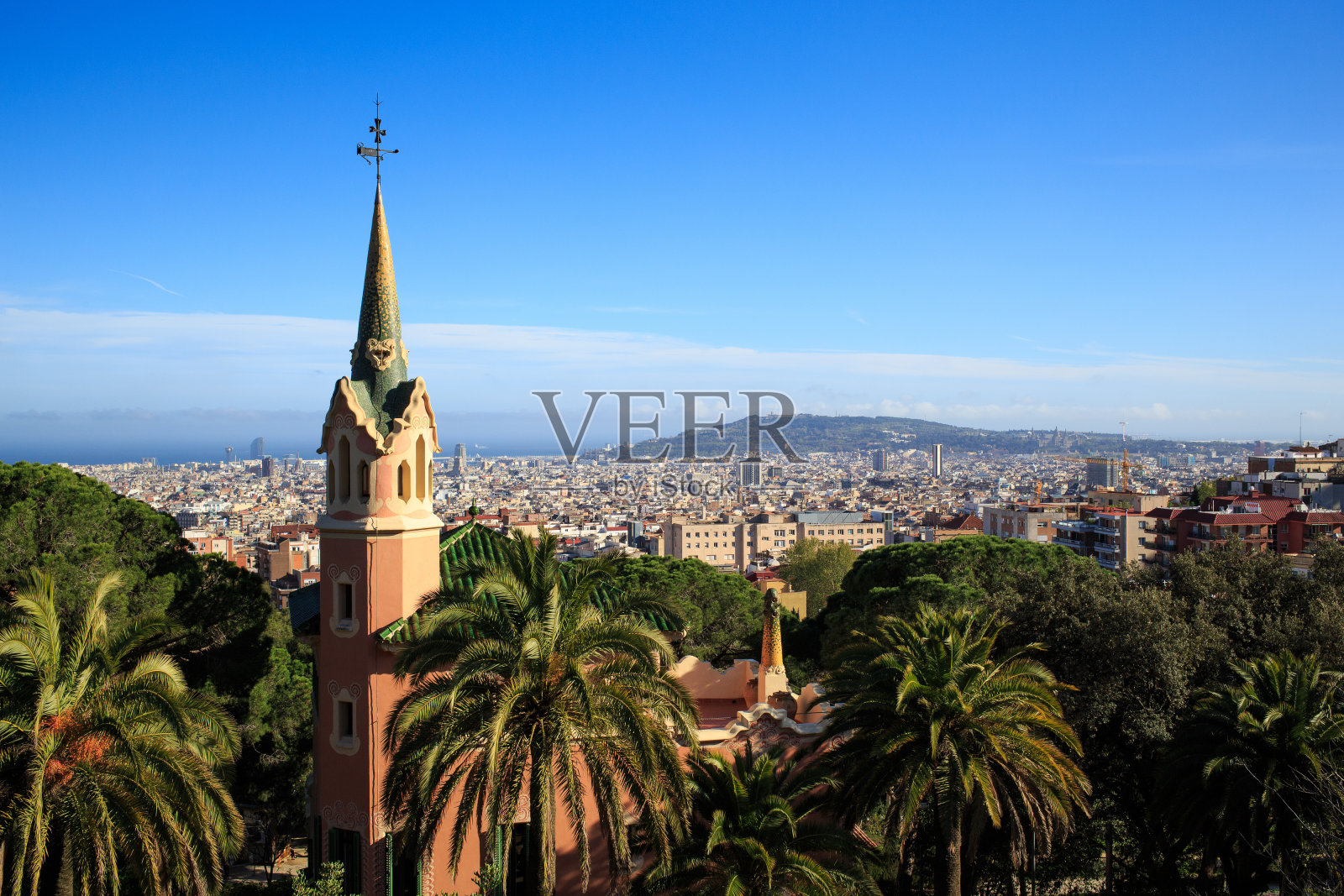 安东尼·高迪在奎尔公园的房子。照片摄影图片