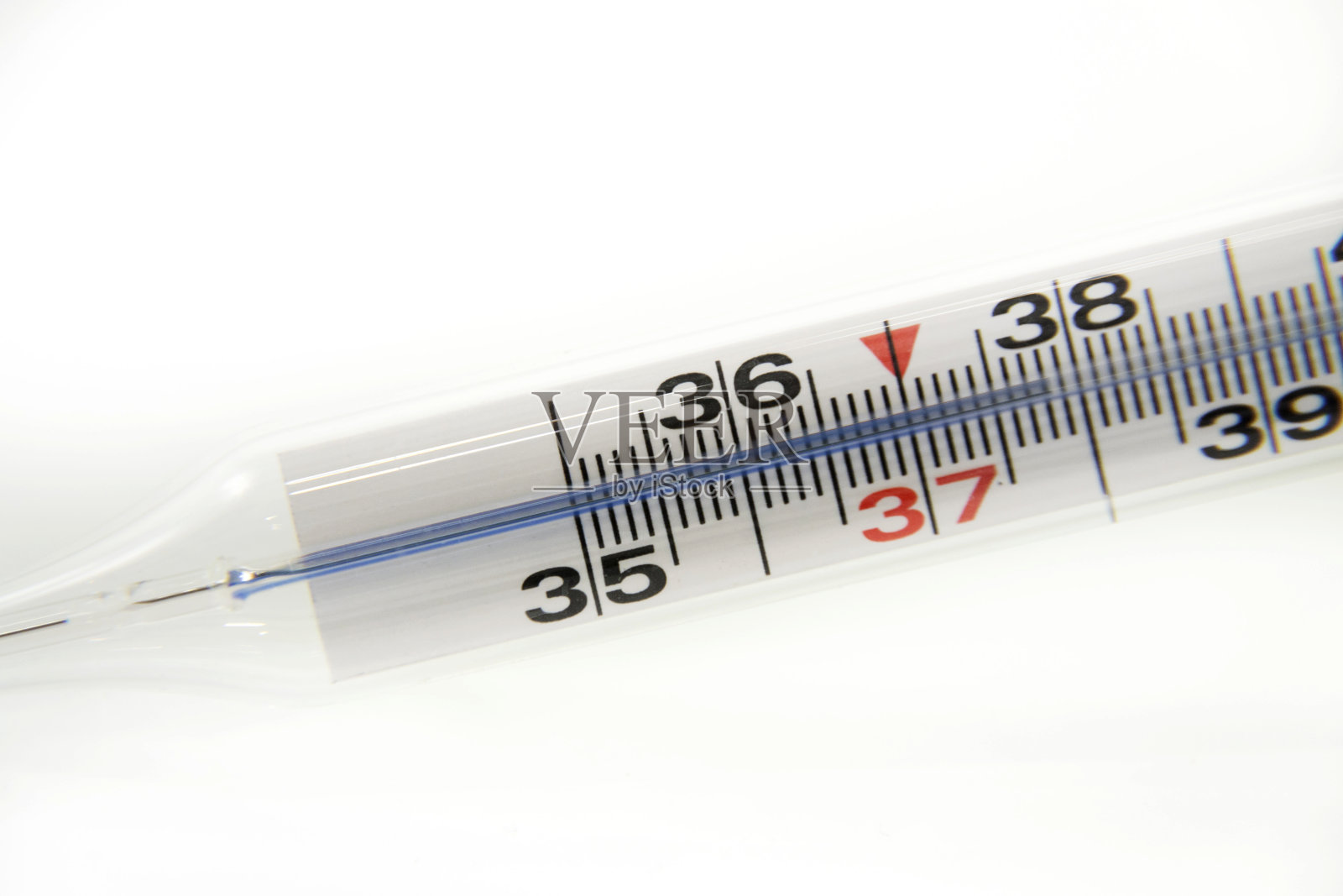 医用温度计显示温度37.8摄氏度隔离白色照片摄影图片