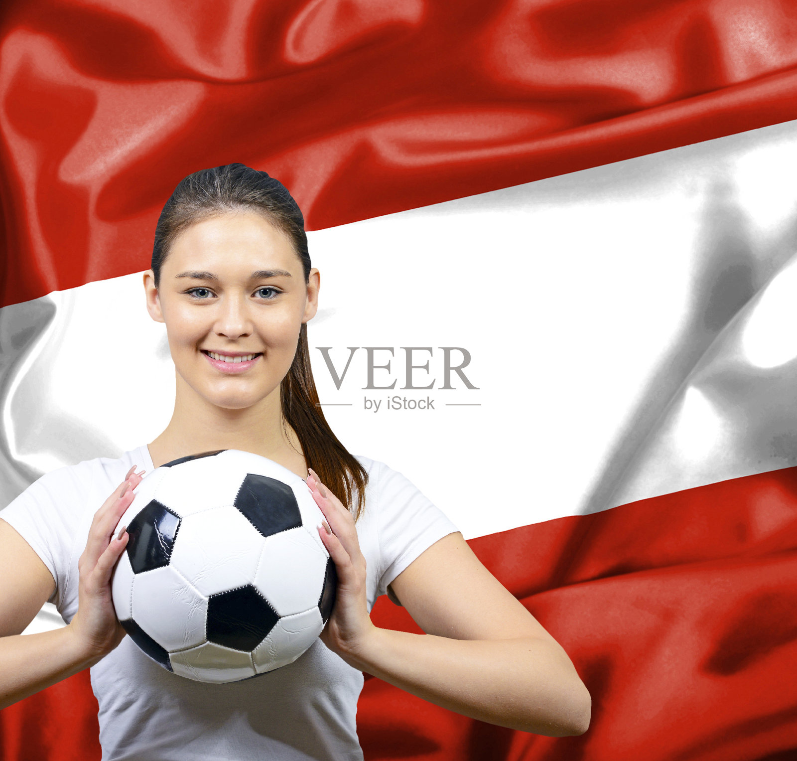 自豪的奥地利女足球迷照片摄影图片