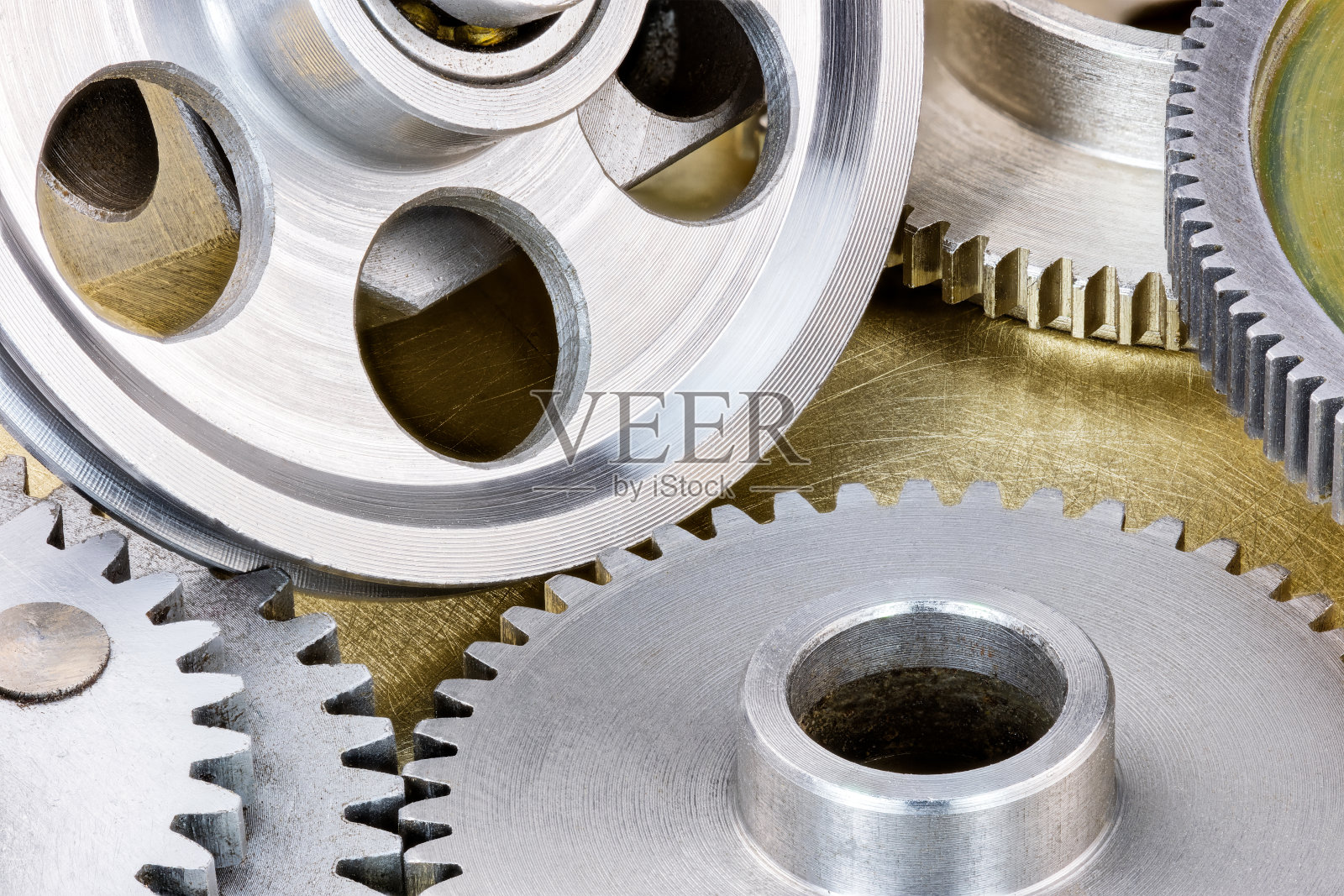 工业金属划伤背景与滑轮和齿轮照片摄影图片