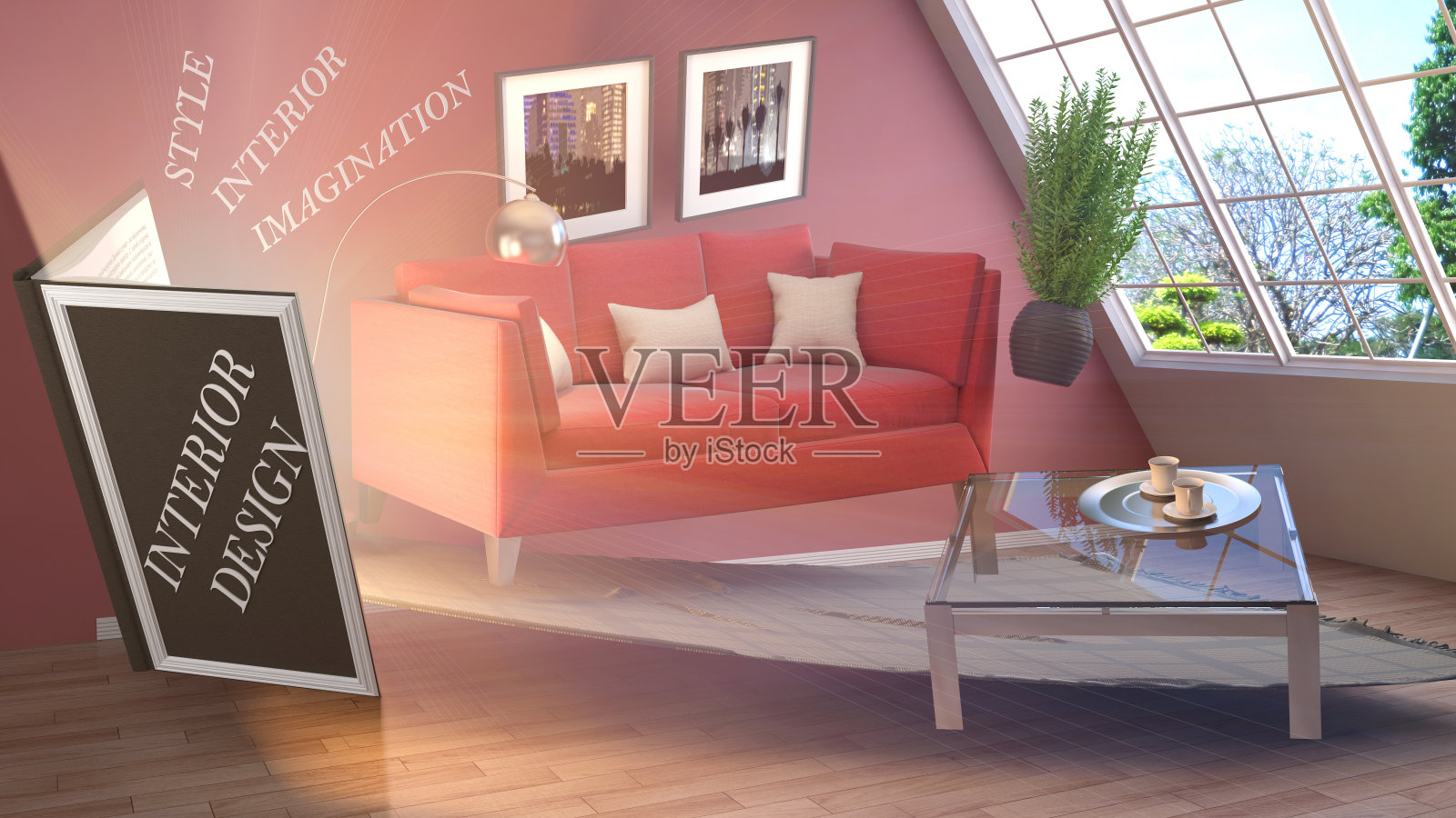 创造室内设计的概念。三维演示照片摄影图片