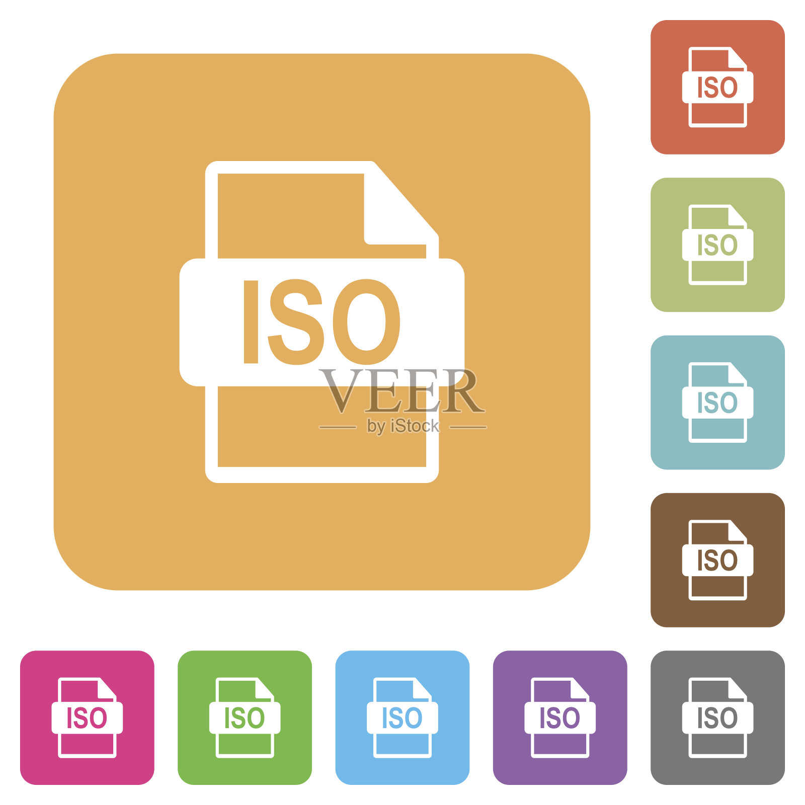 ISO文件格式圆角正方形平面图标图标素材