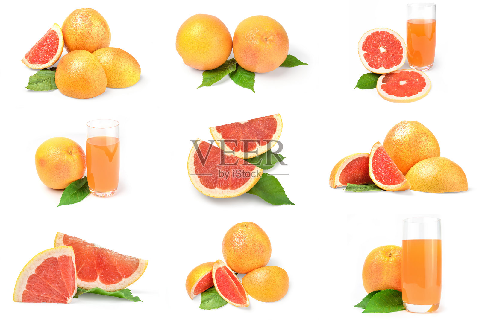 一组葡萄柚孤立在一个白色的背景照片摄影图片