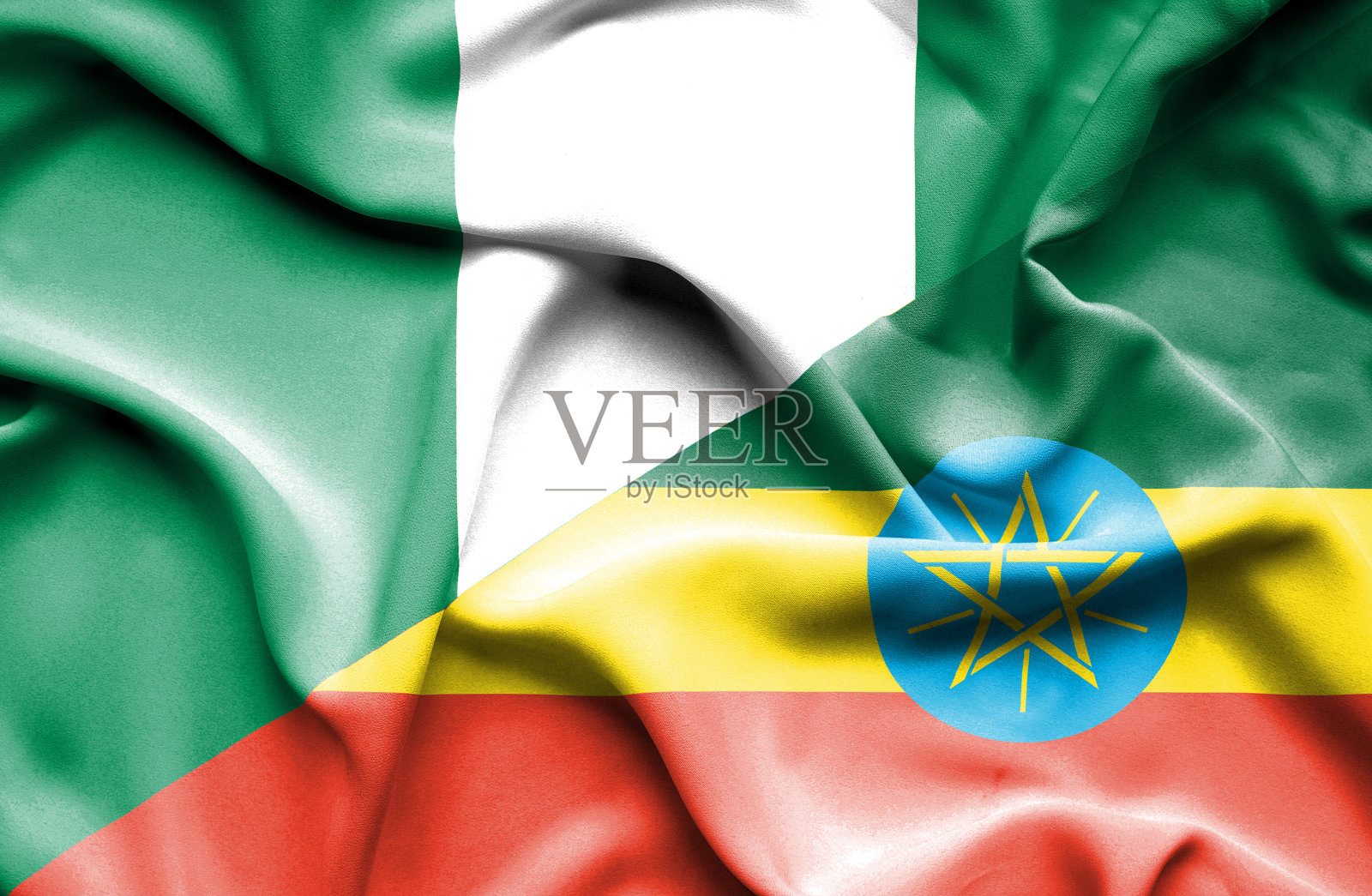 挥舞着埃塞俄比亚和尼日利亚的旗帜照片摄影图片