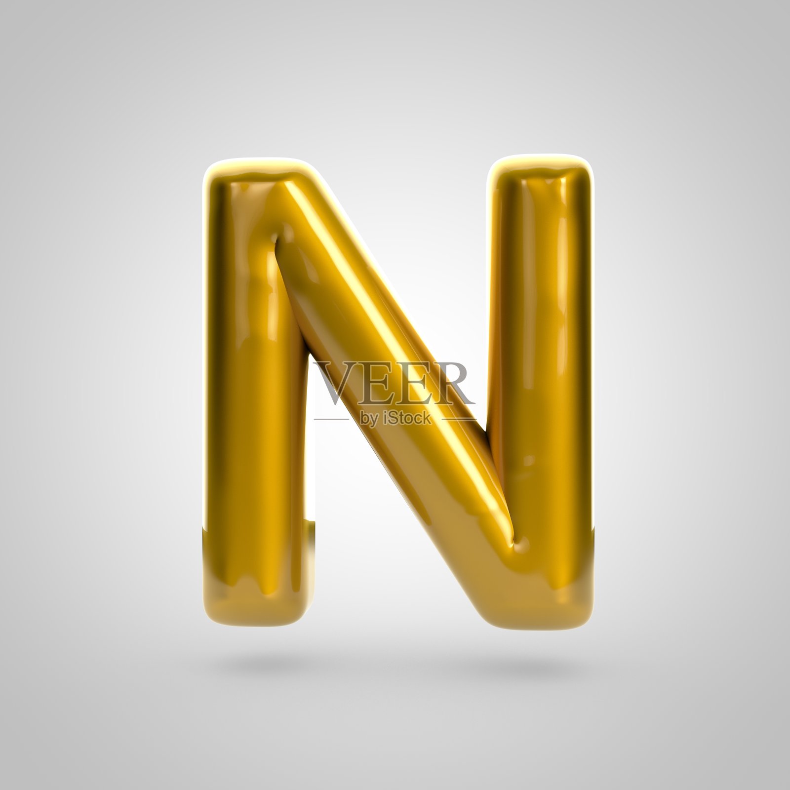 金属漆金大写字母N设计元素图片