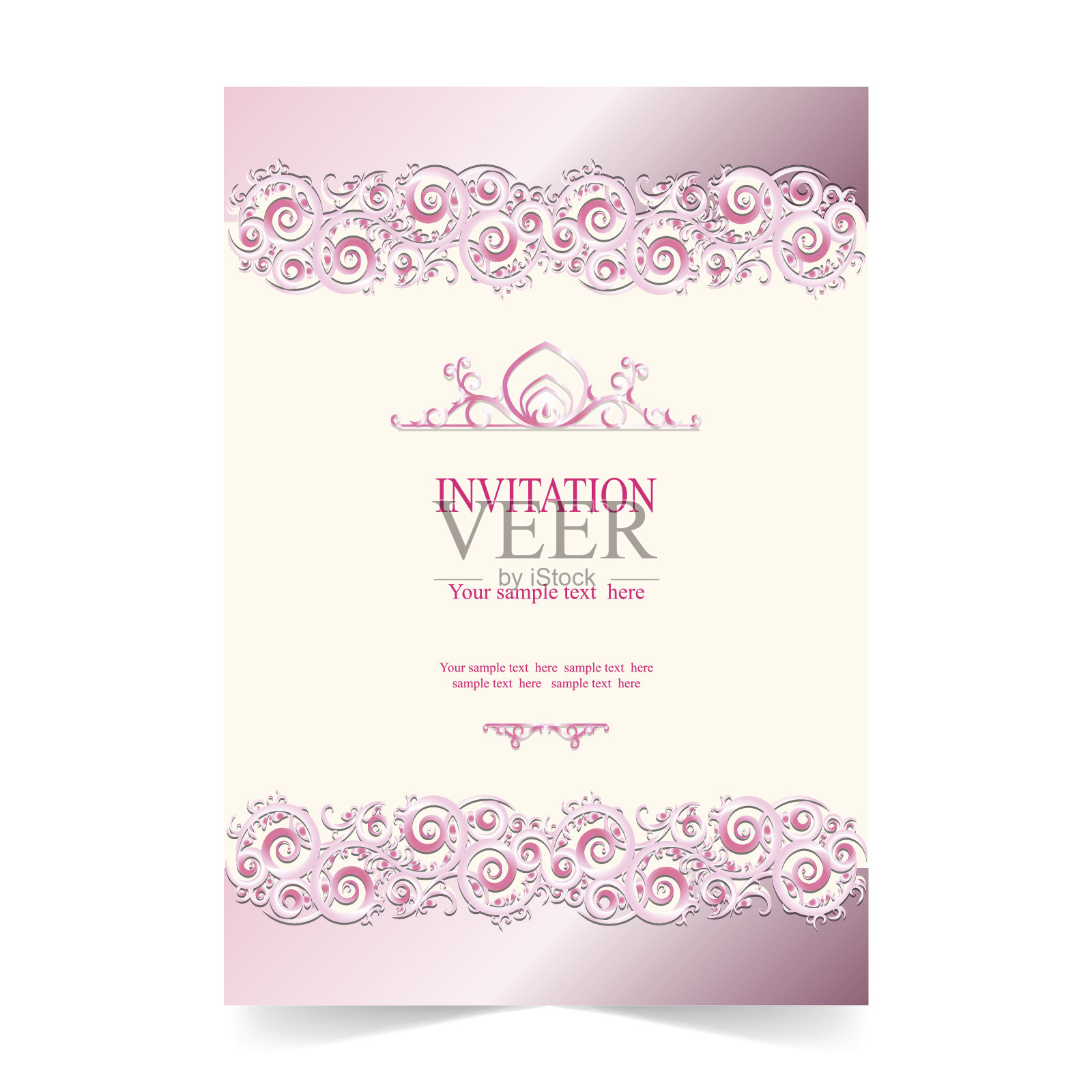 邀请卡，以粉红色为背景的婚礼卡设计模板素材