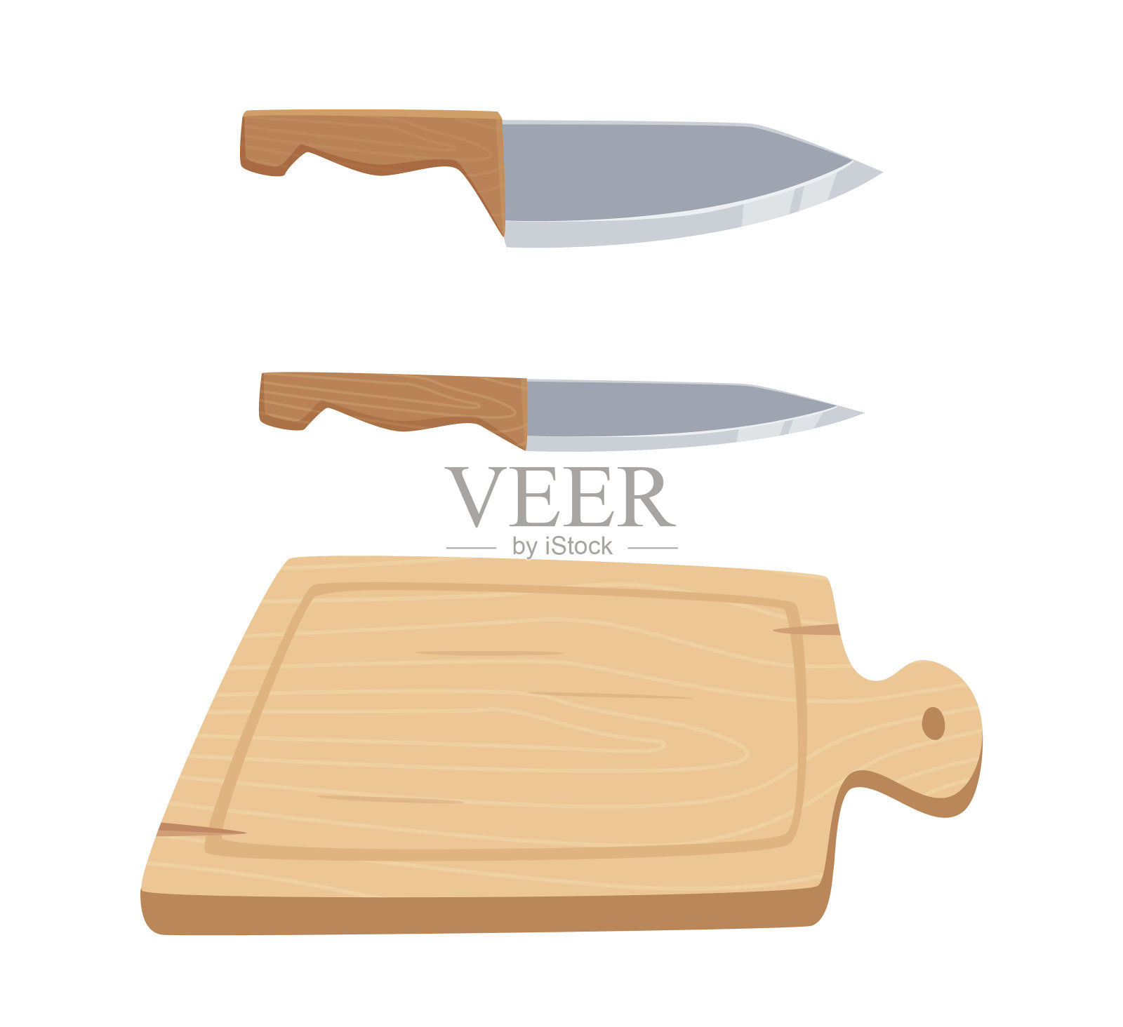 砧板与刀具插画图片素材