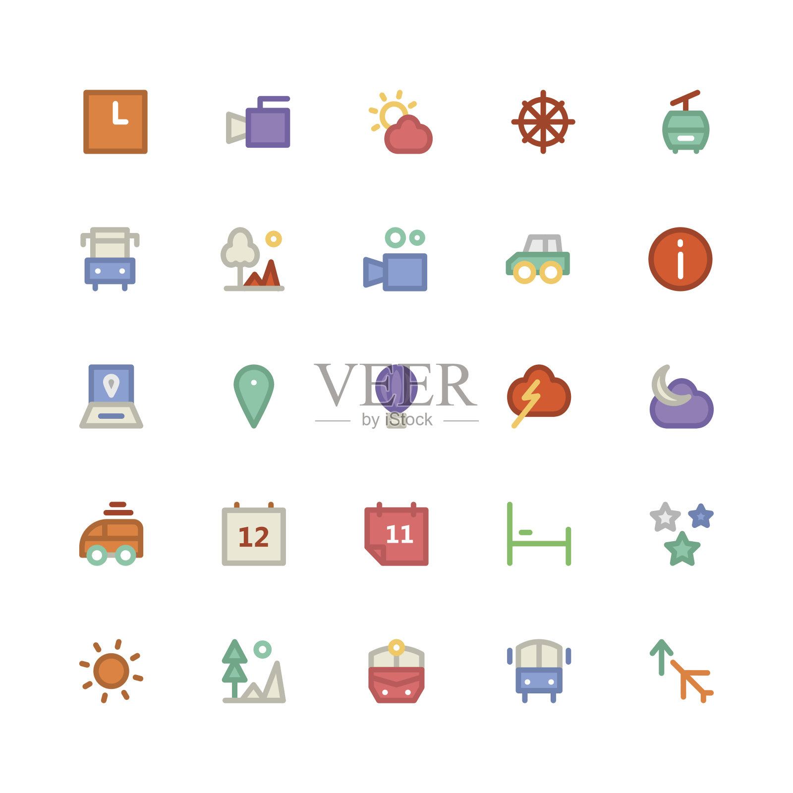 旅行彩色矢量图标3图标素材