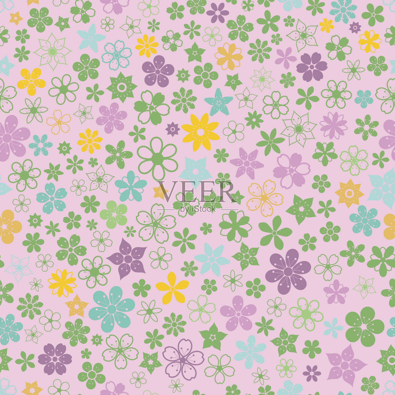 无缝图案的小花插画图片素材