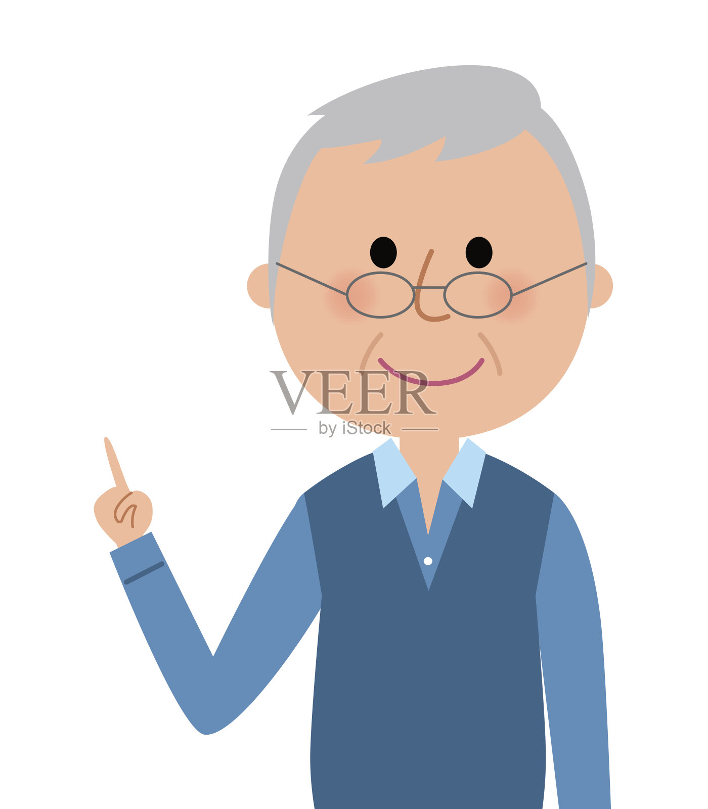 老人,手指指向设计元素图片