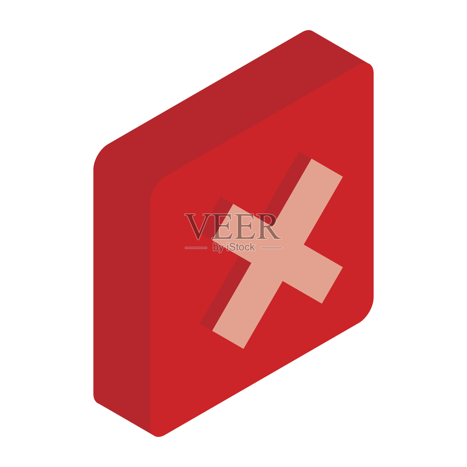 红色方块元素图标，等距3d风格插画图片素材