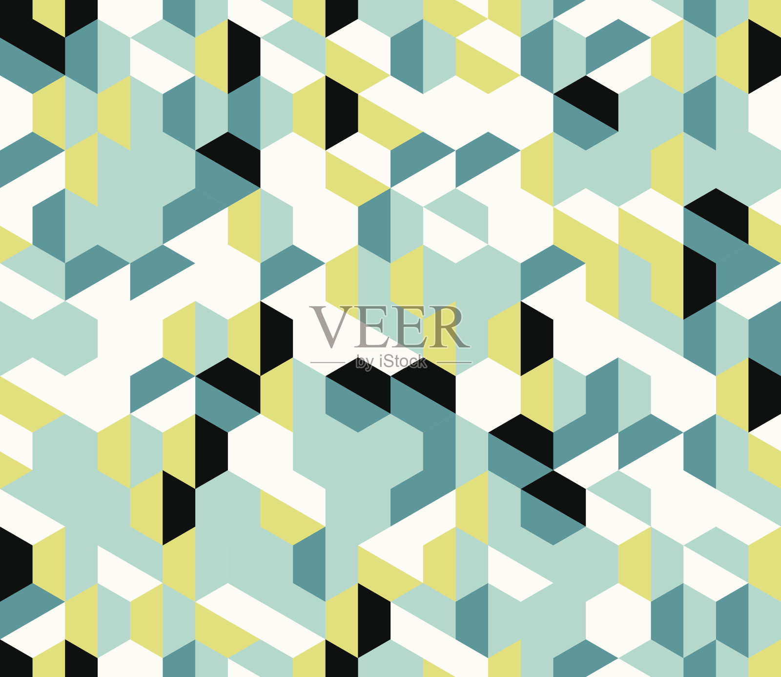 彩色不规则矢量抽象几何无缝图案与六边形插画图片素材