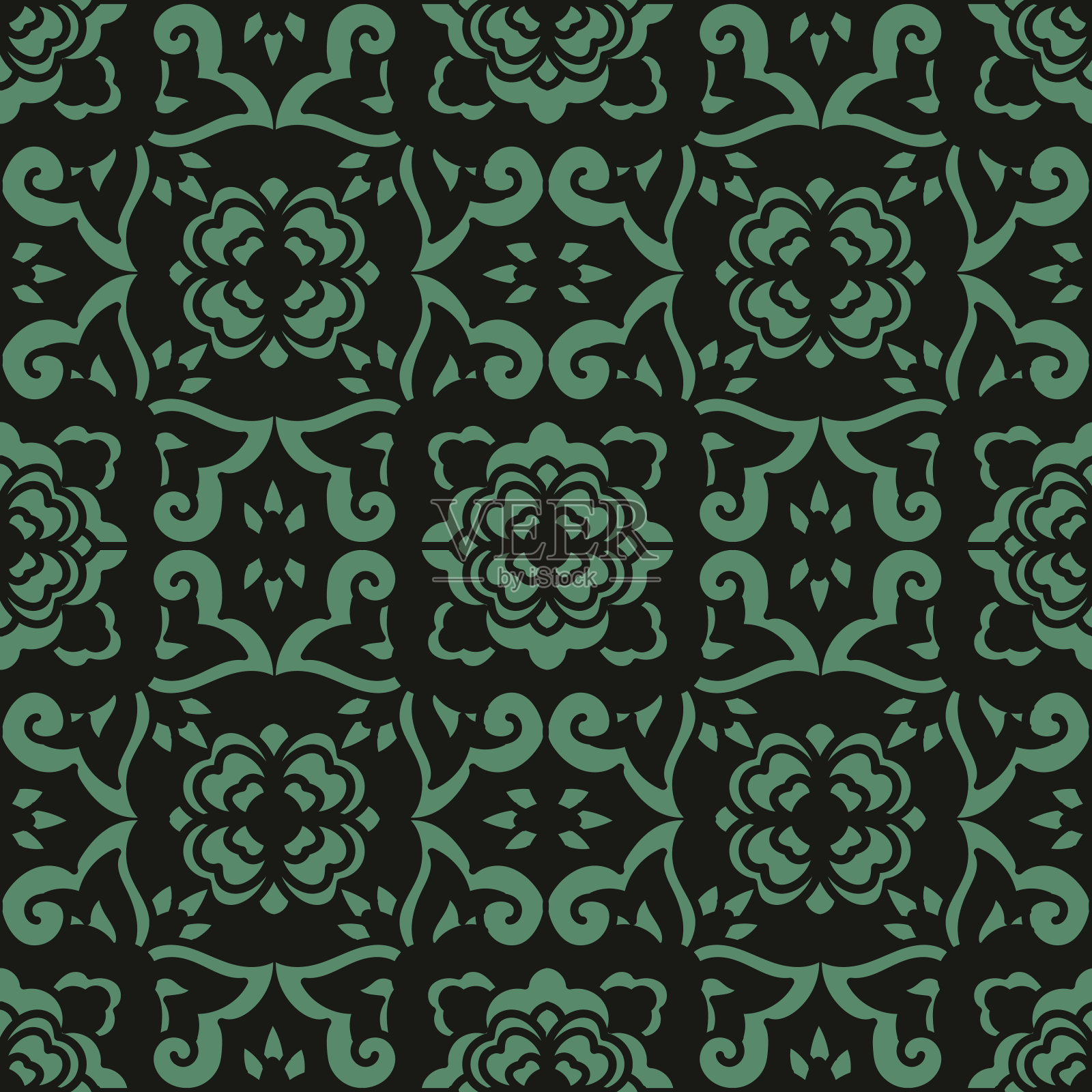 无缝中国图案背景曲线十字花万花筒插画图片素材