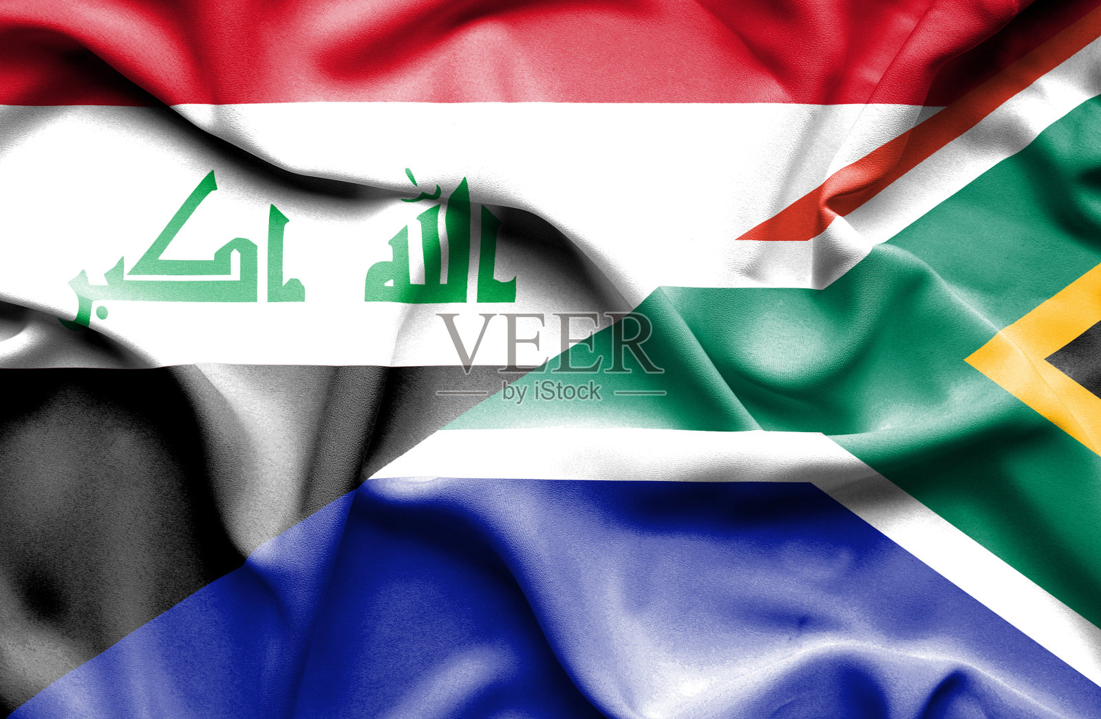 南非和伊拉克的飘扬旗帜照片摄影图片