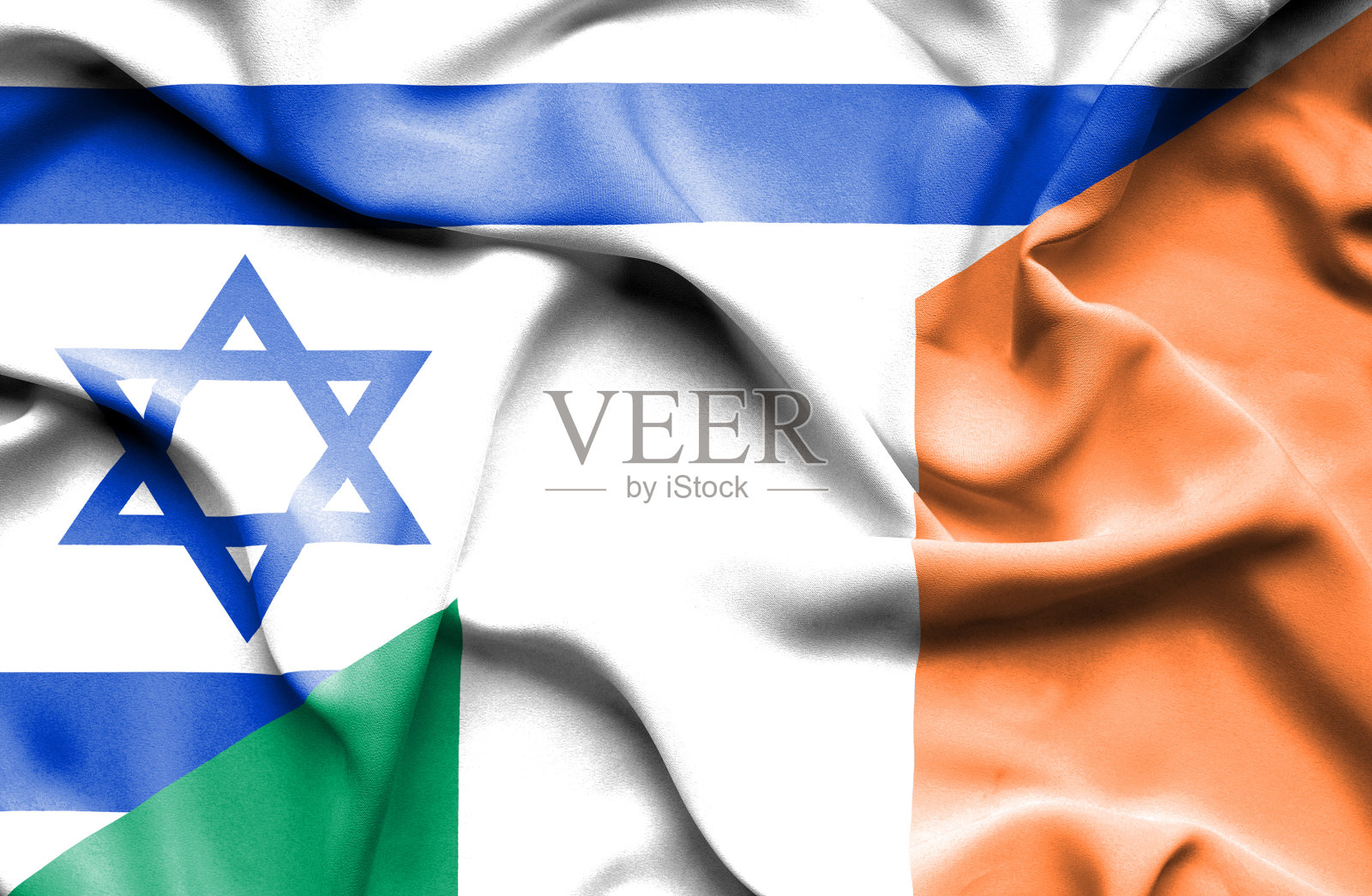 爱尔兰和以色列的飘扬旗帜照片摄影图片