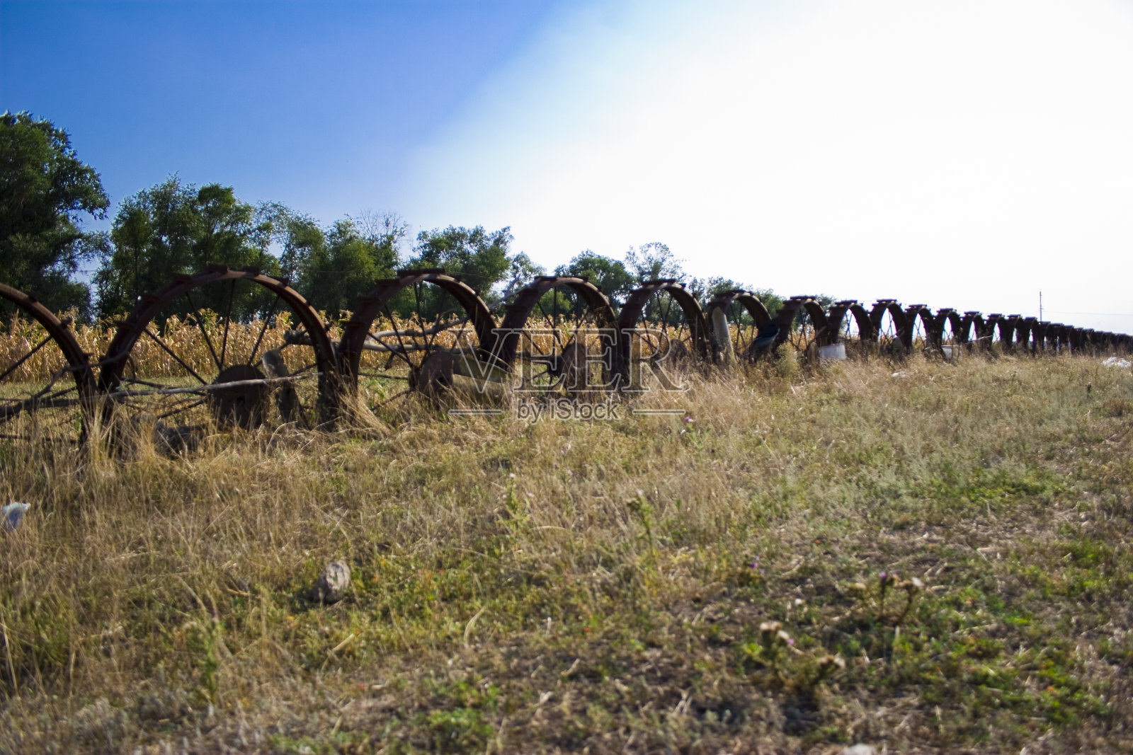 田野上的车轮照片摄影图片