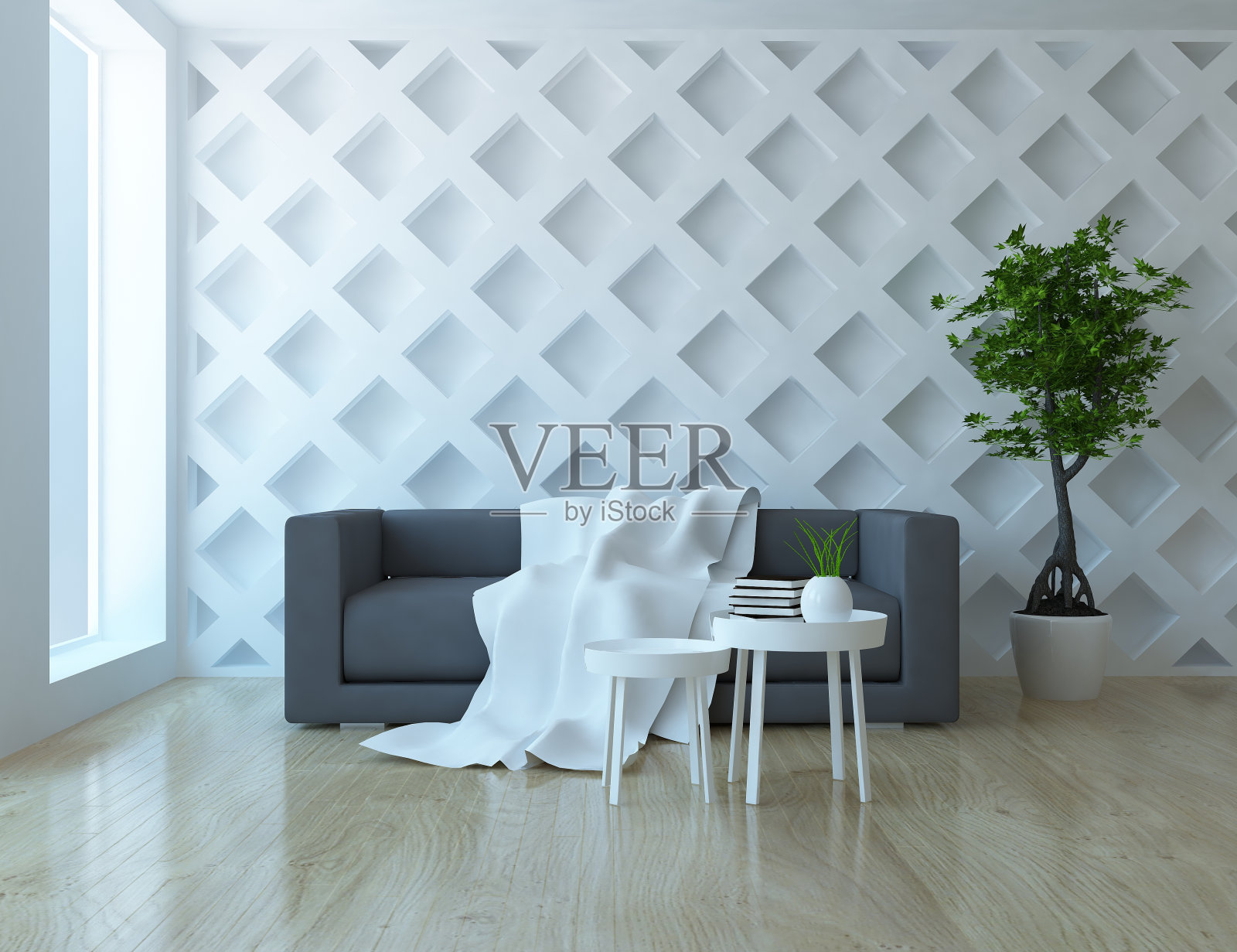 白色斯堪的纳维亚室内家具照片摄影图片