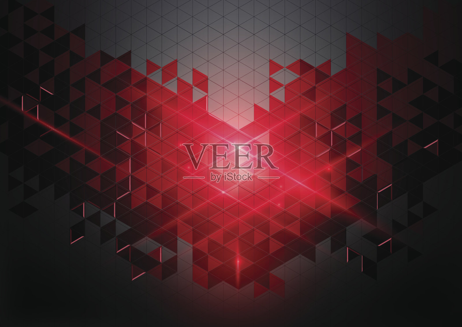 红色几何抽象技术数字概念在黑暗的背景插画图片素材
