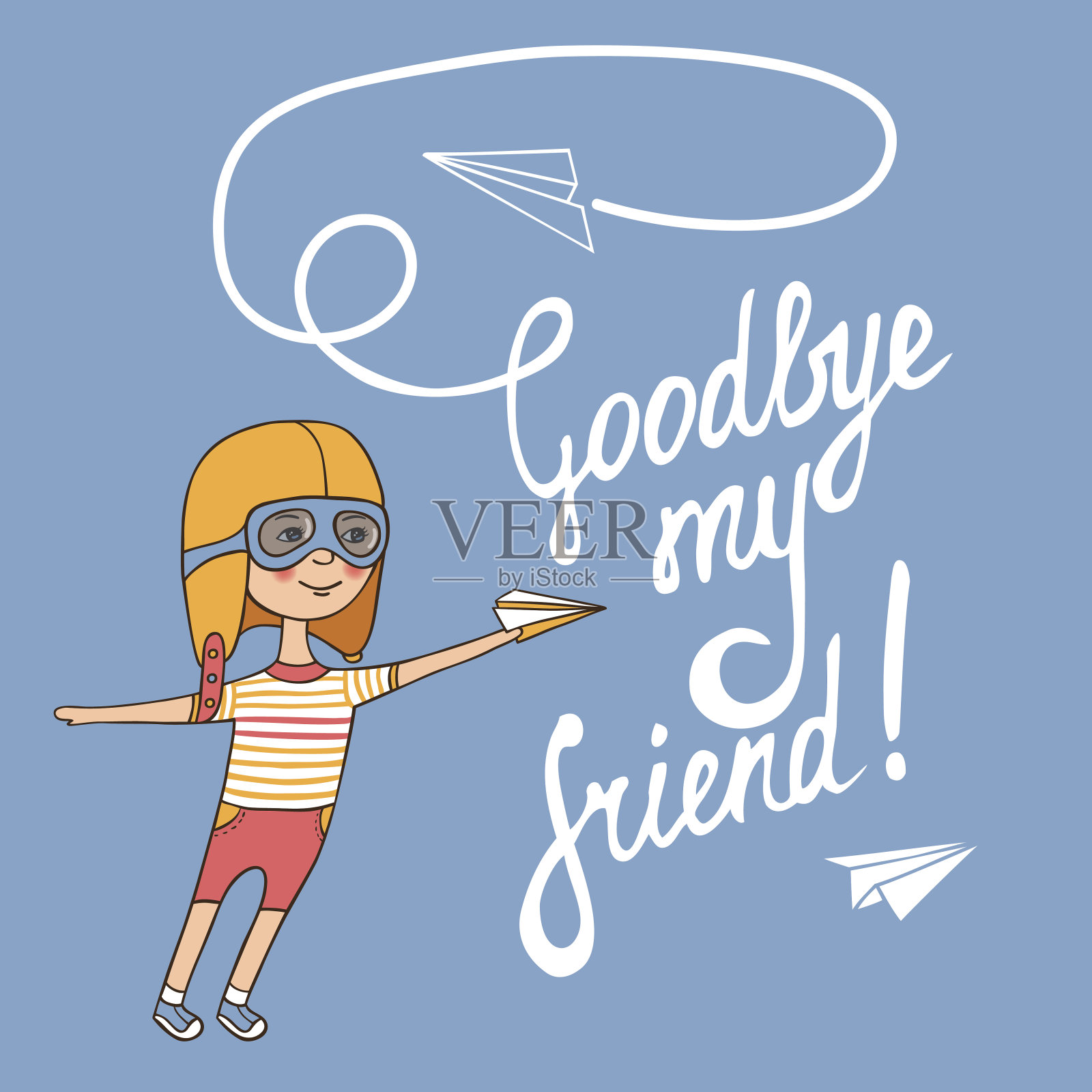 再见我的朋友插画图片素材