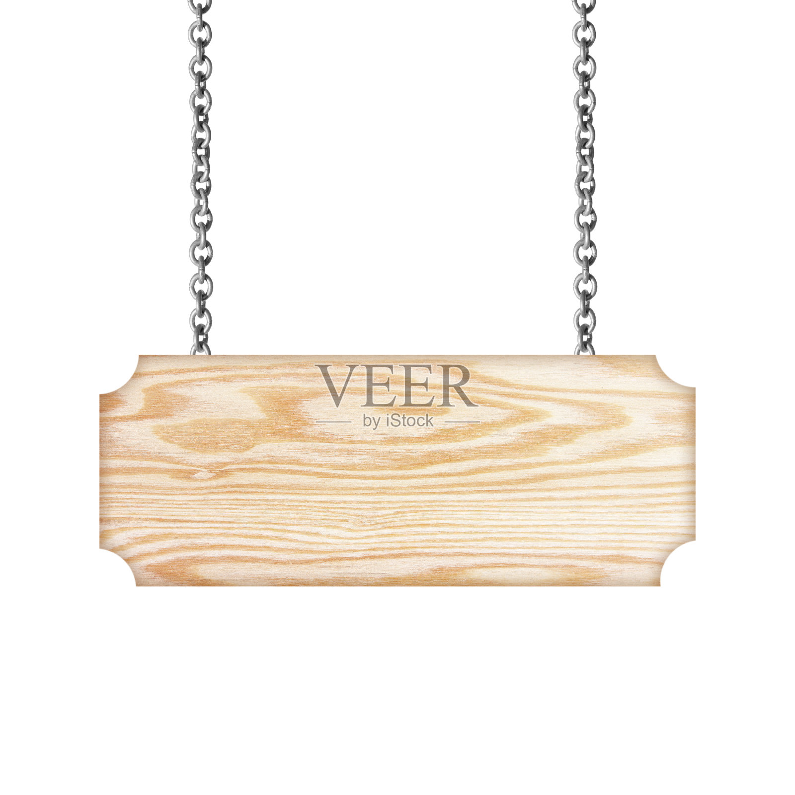 木牌上挂着一条链子，孤立在白色上照片摄影图片