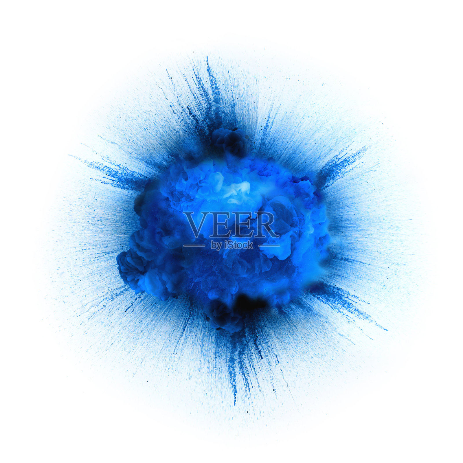 蓝色爆炸隔离在白色背景上照片摄影图片