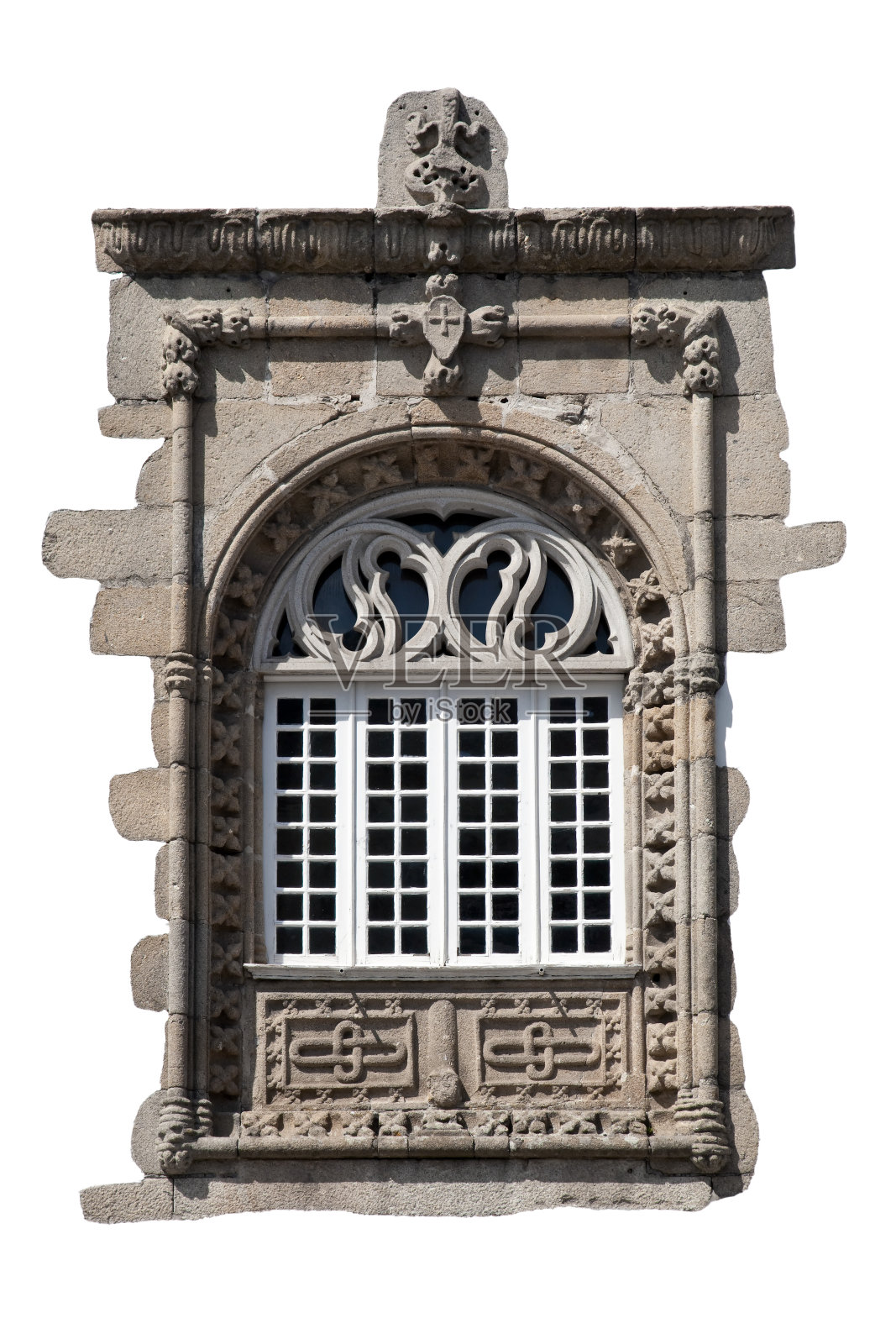 文艺复兴时期的窗户孤立在白色的背景照片摄影图片