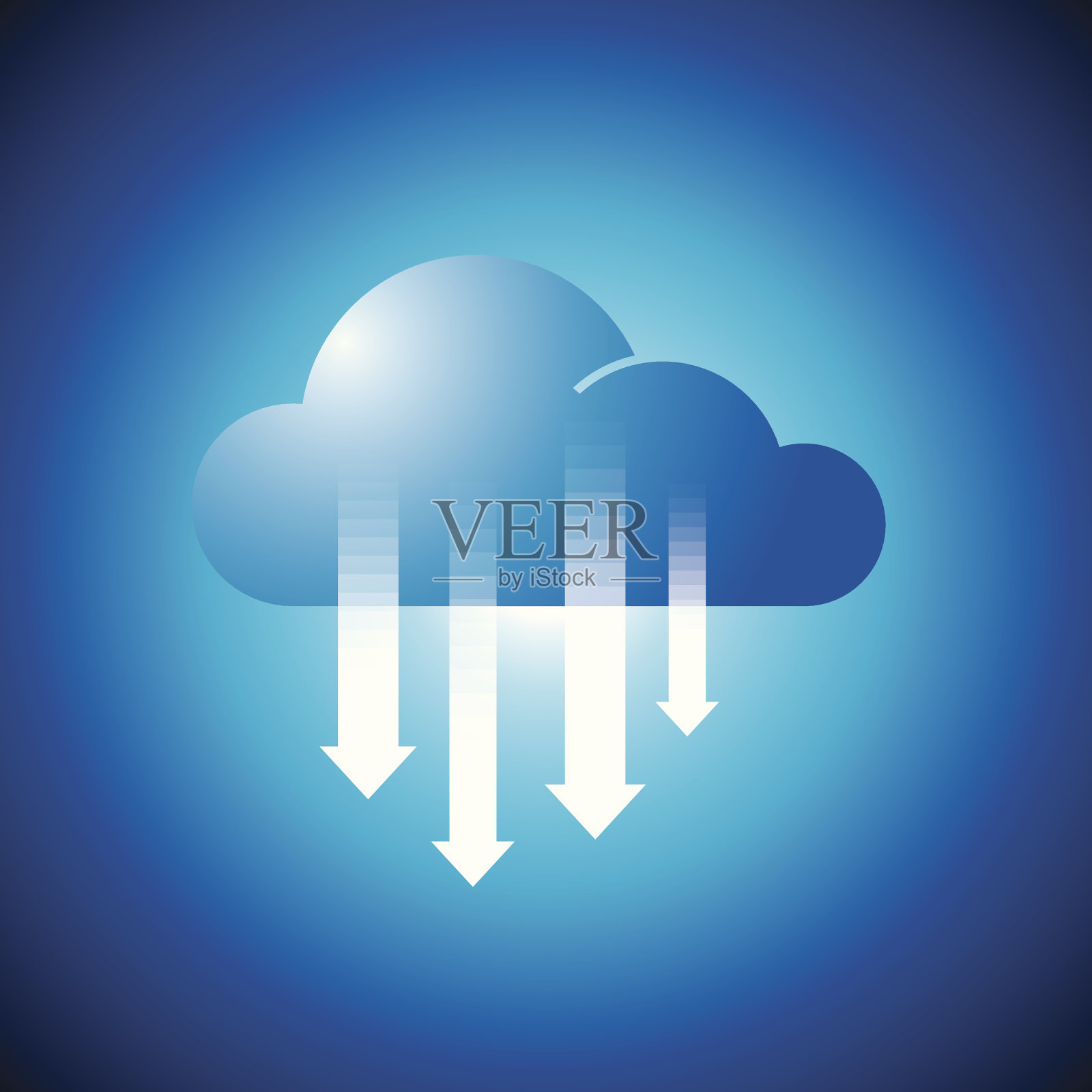 云计算和箭头。插画图片素材