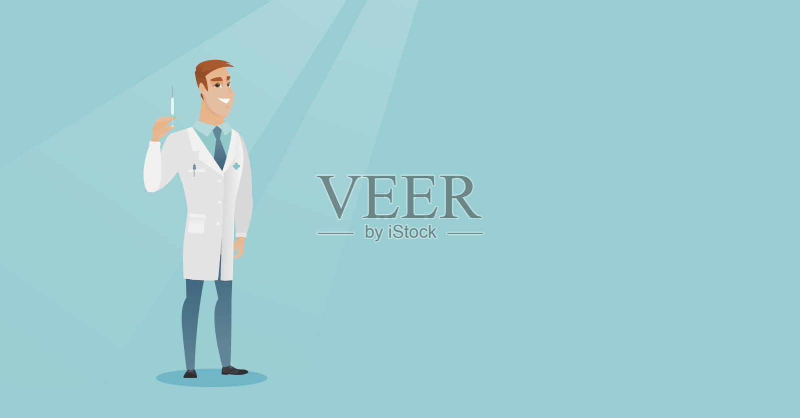 医生拿着注射器矢量插图插画图片素材