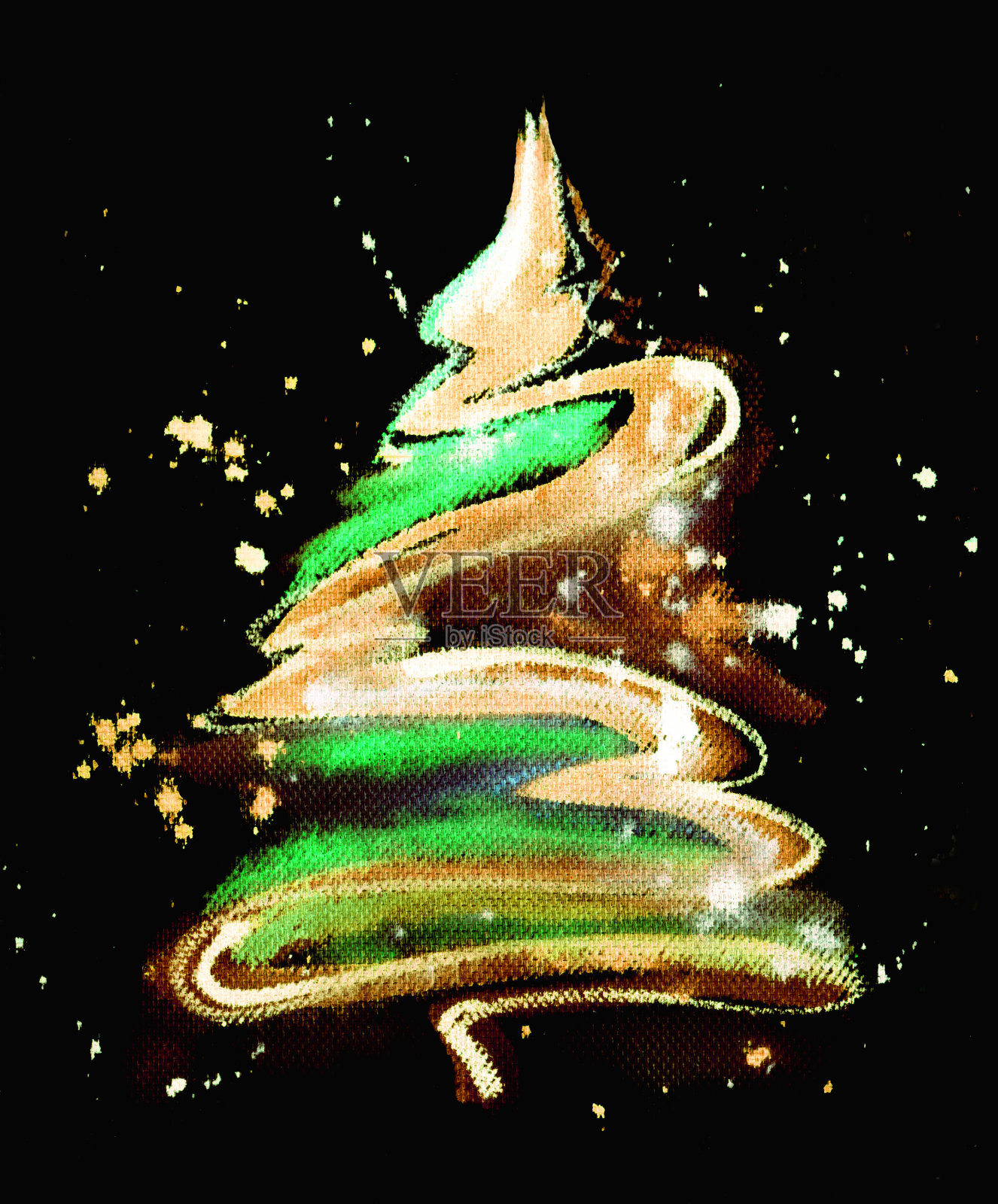 霓虹风格圣诞树贺卡插画图片素材