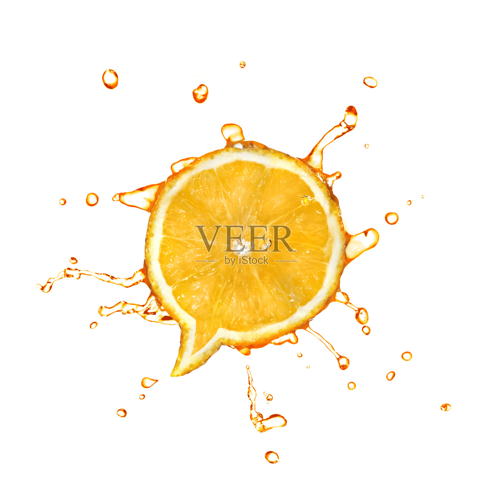 橙色的带有水滴的对话框照片摄影图片