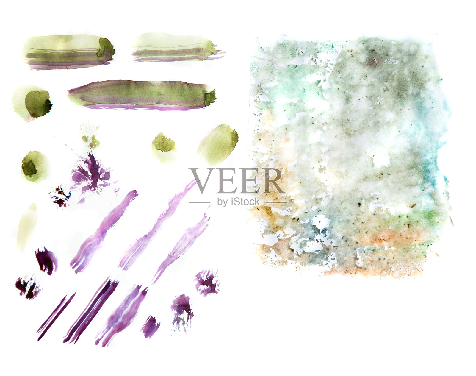 水彩纹理笔触集插画图片素材